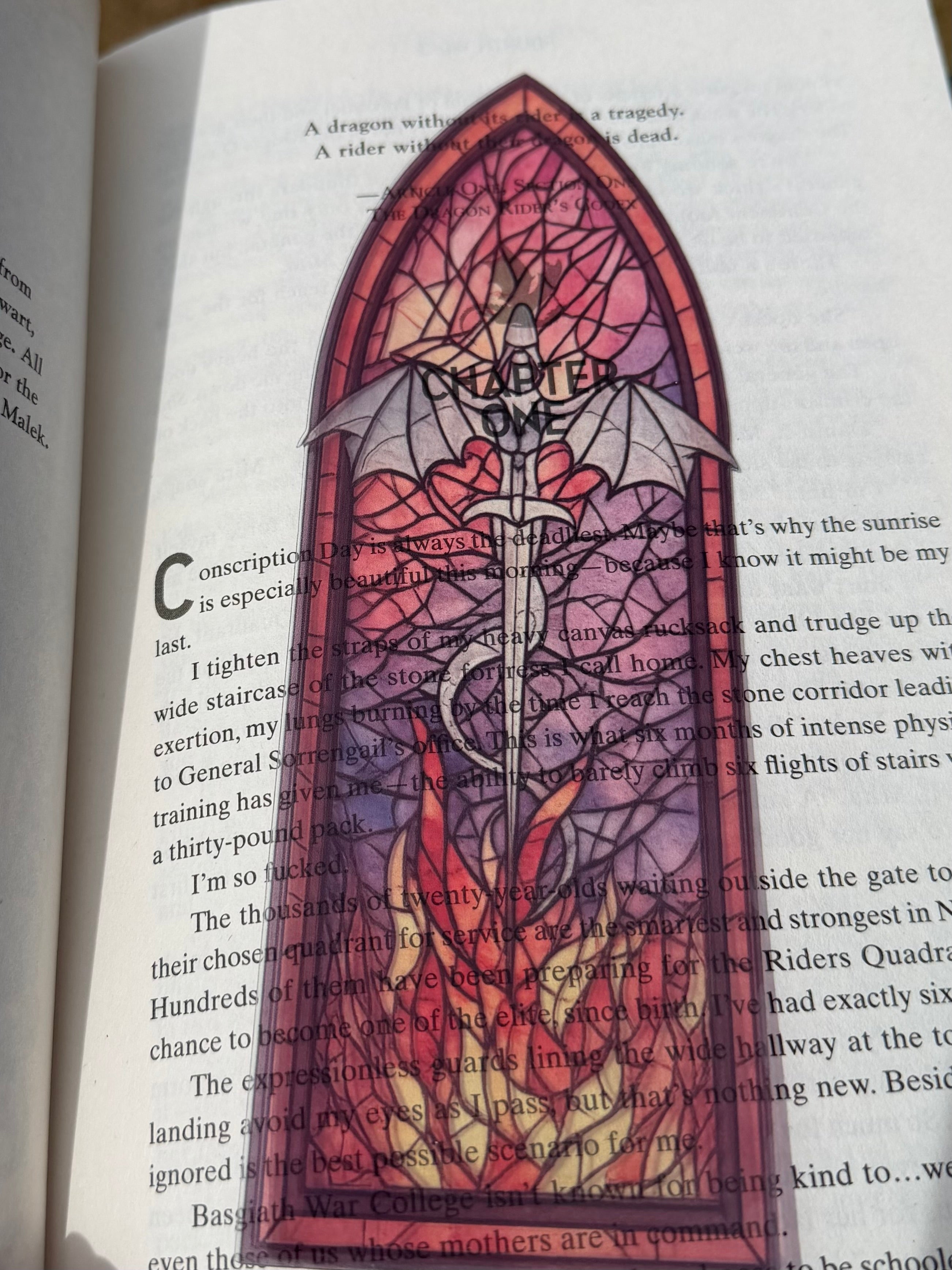 Dragon & Sword Stained Glass Inspired Bookmark