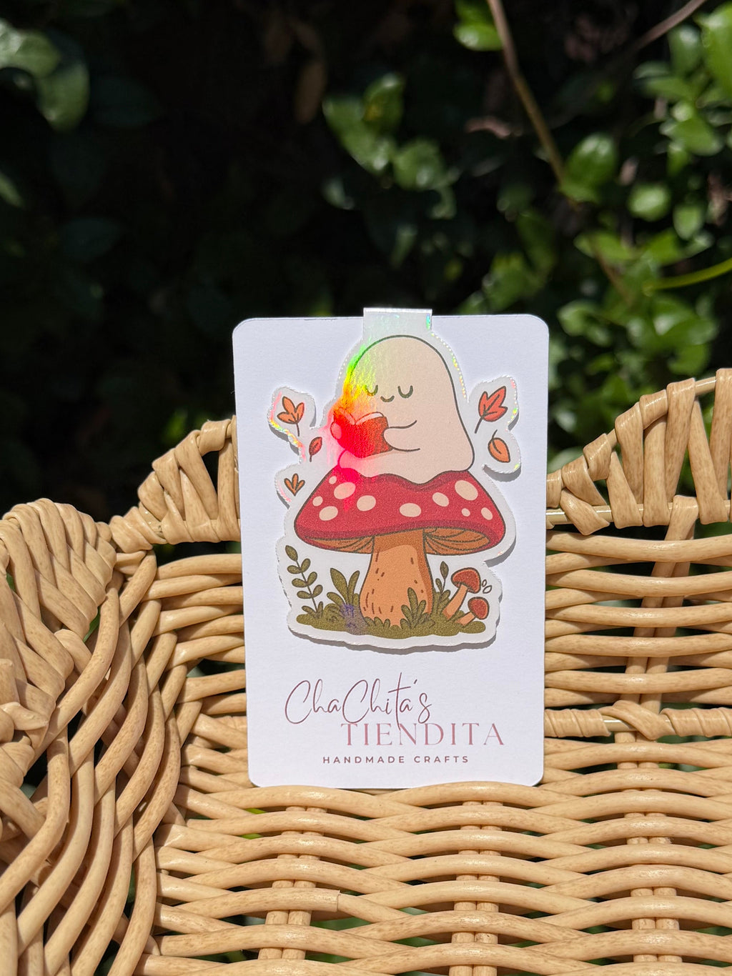 Cozy Mushroom Ghost Magnetic Bookmark