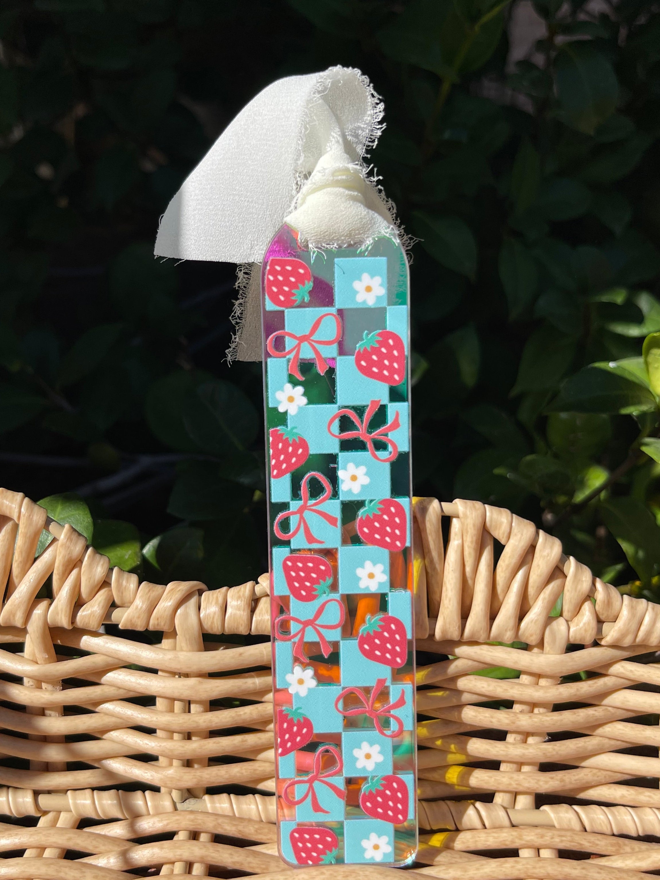 Blue Checkered Holographic Bookmark