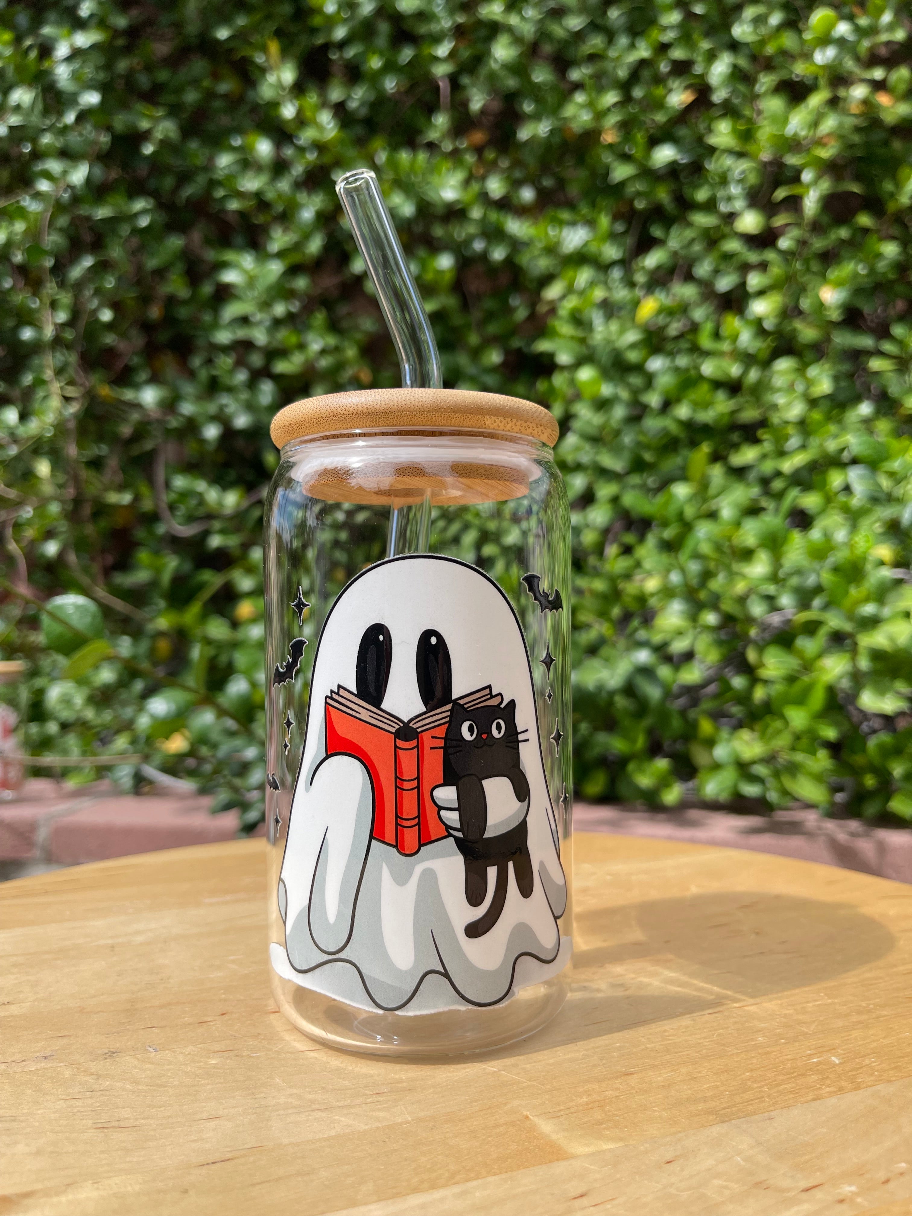 Bookish Ghost Glass Cup