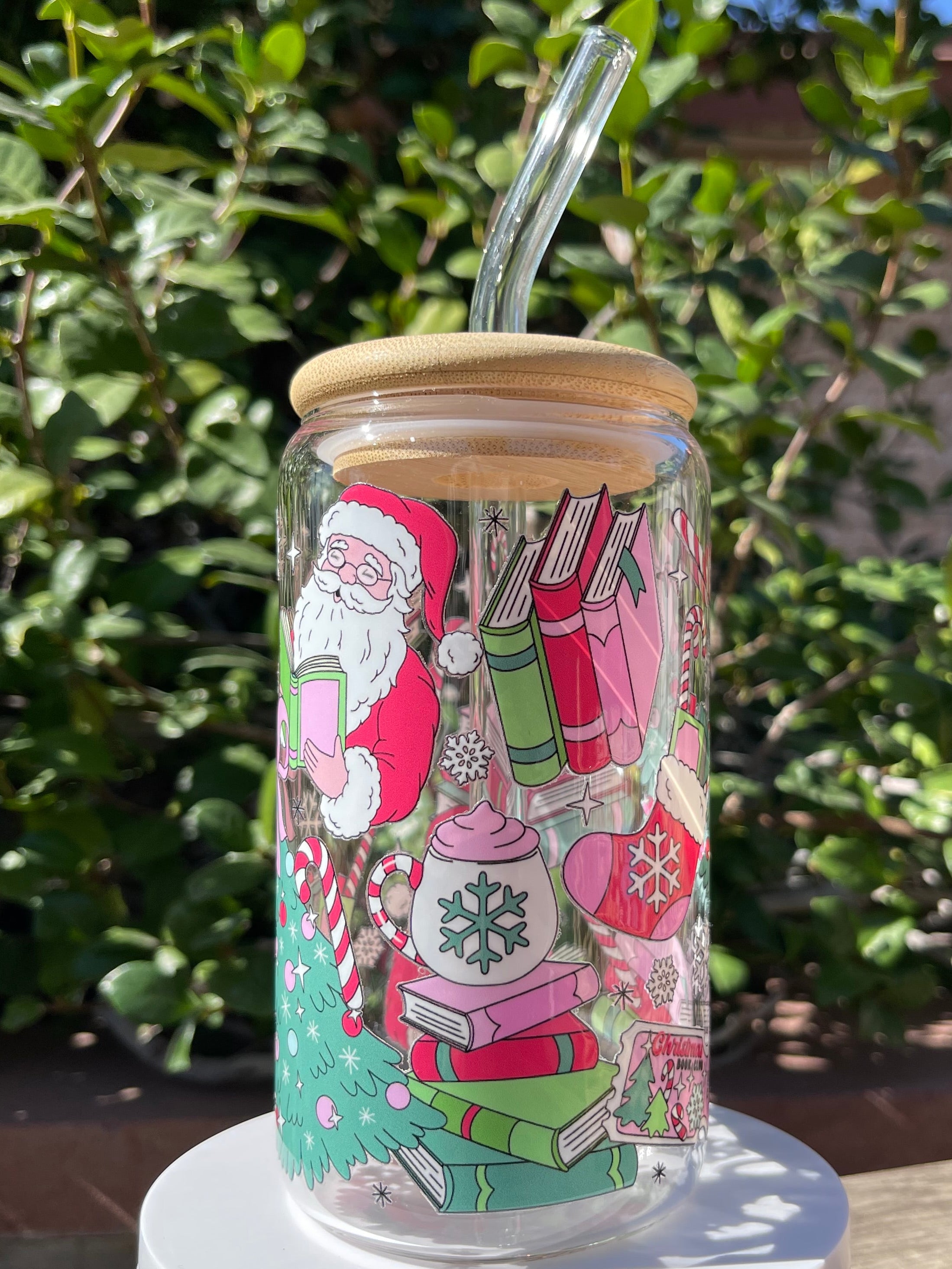 Christmas Book Club Glass Cup