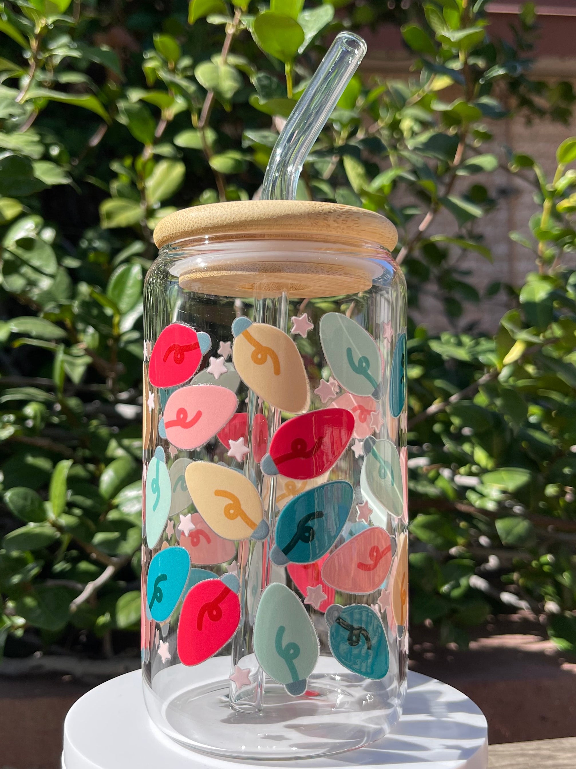 Christmas Lights Glass Cup