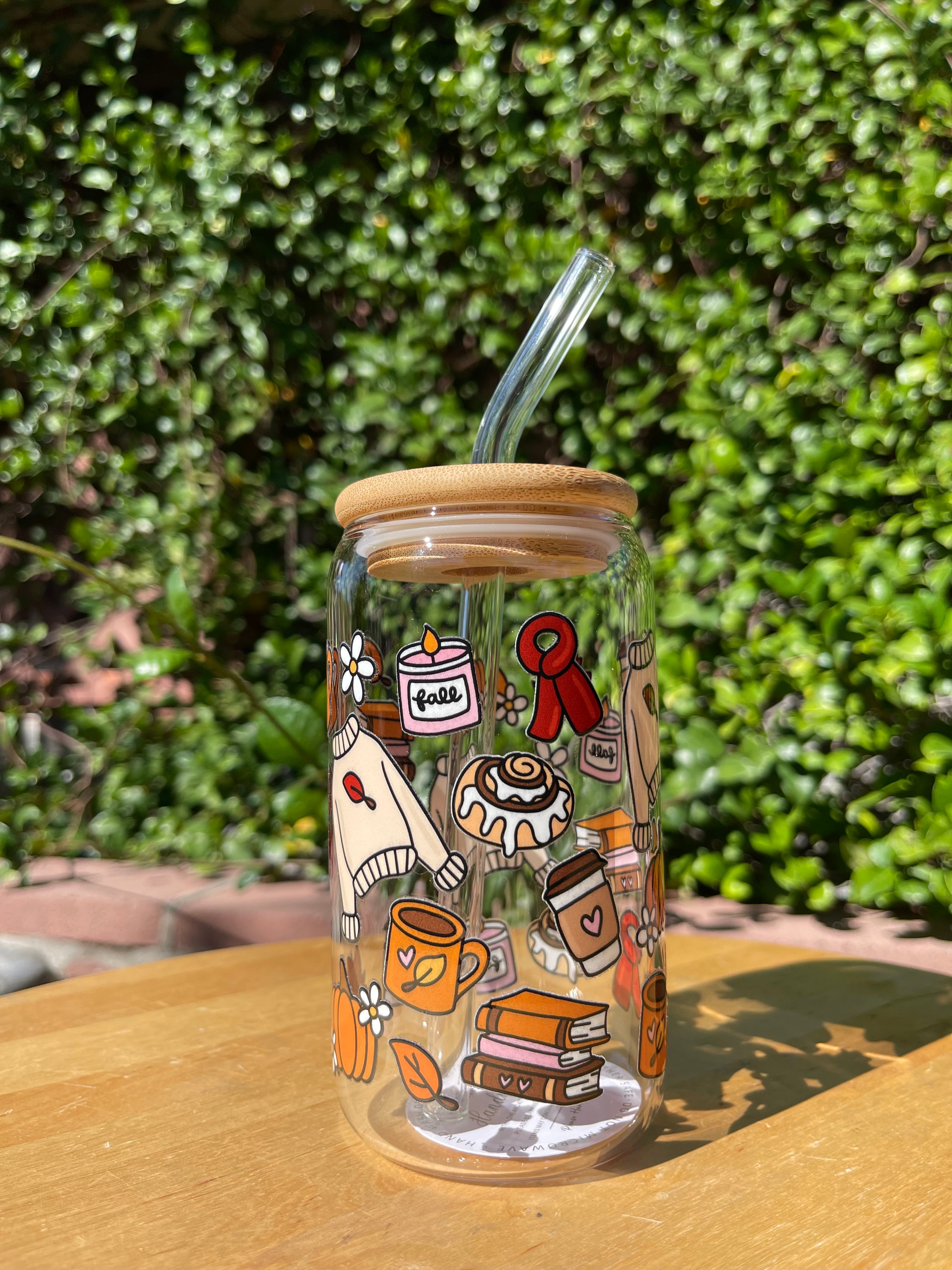 Cozy Fall Glass Cup
