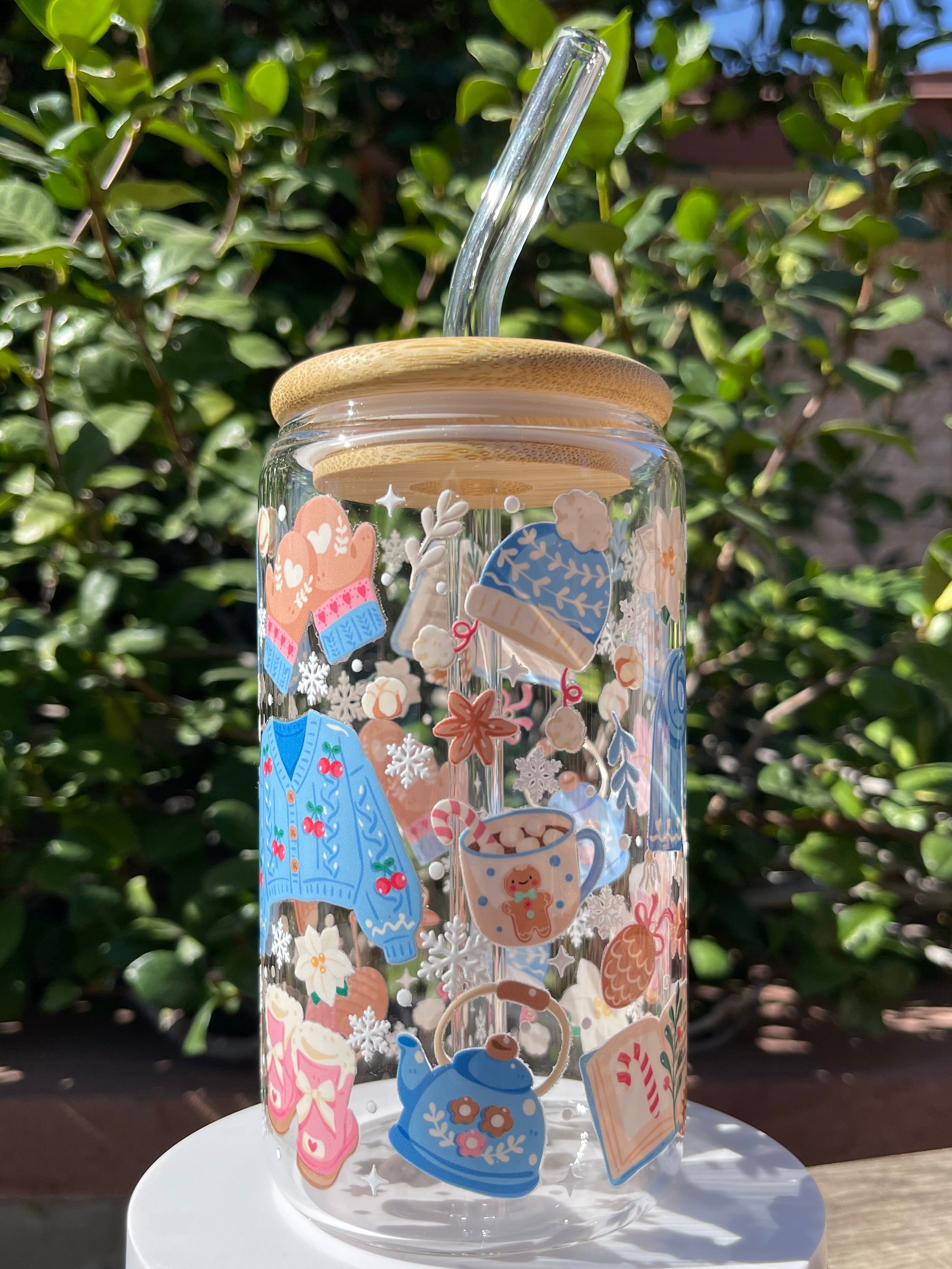 Cozy Winter Glass Cup