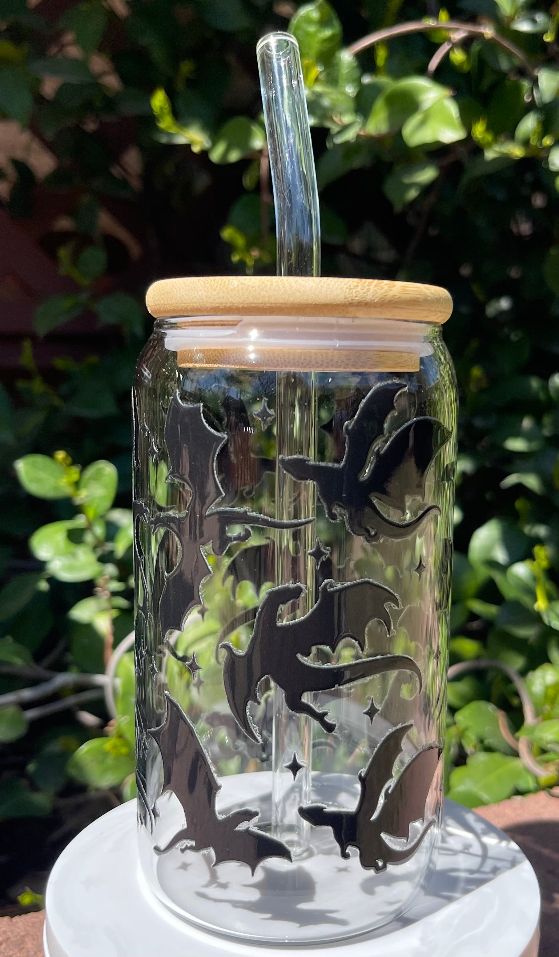 Black Dragons Glass Cup