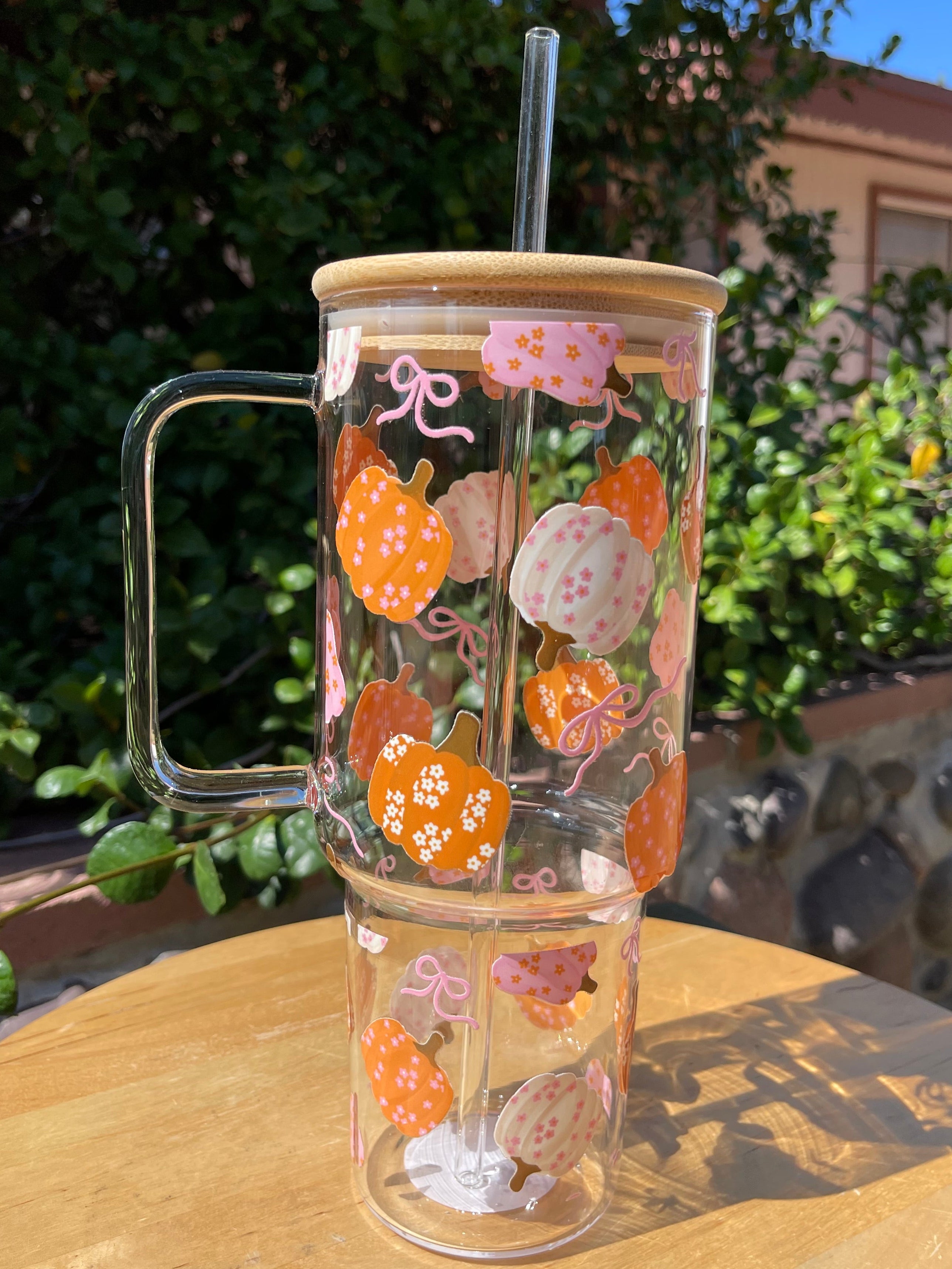 Fall Pumpkins 40 oz Glass Tumbler