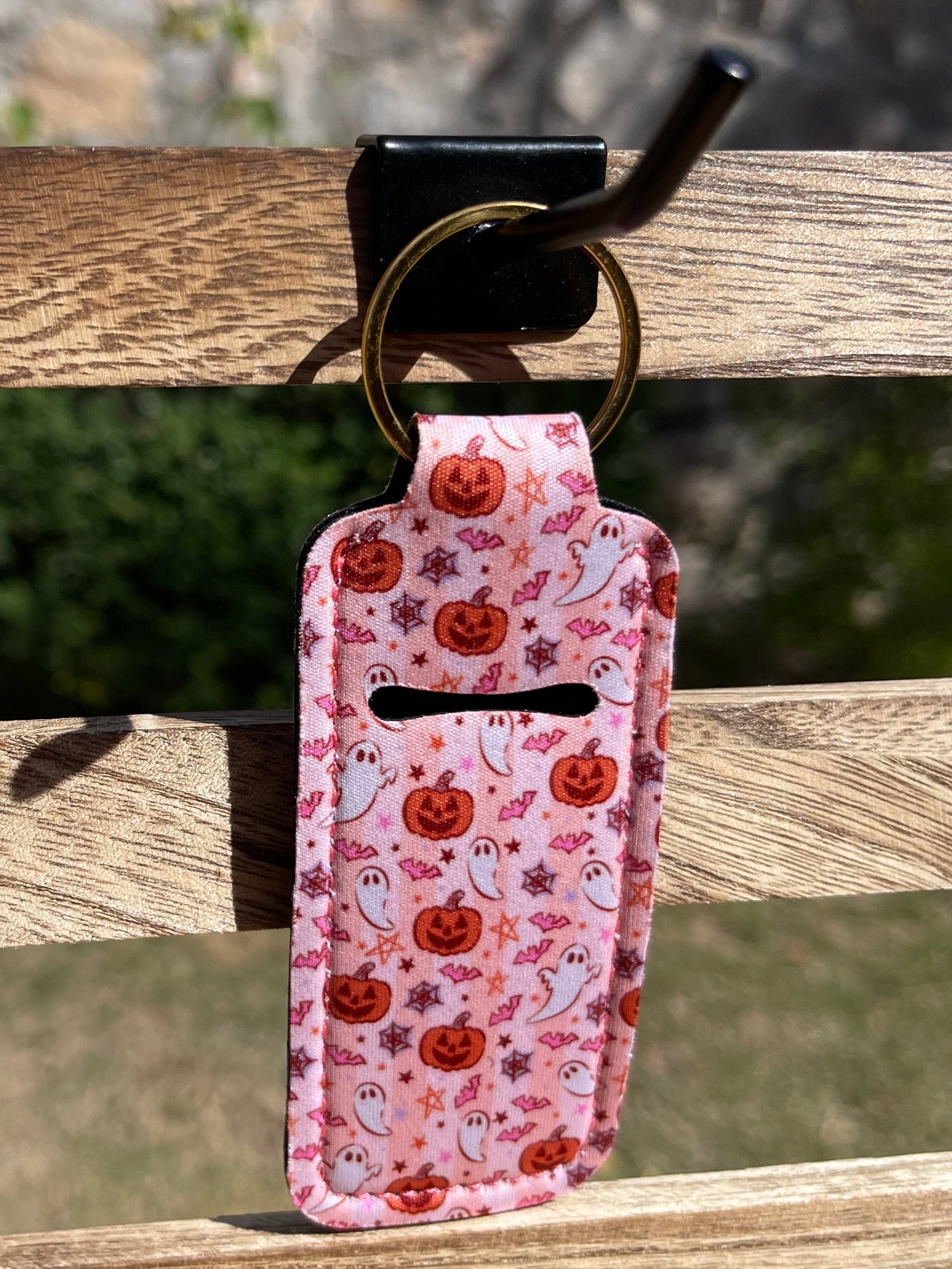 Pink Halloween Chapstick Keychain