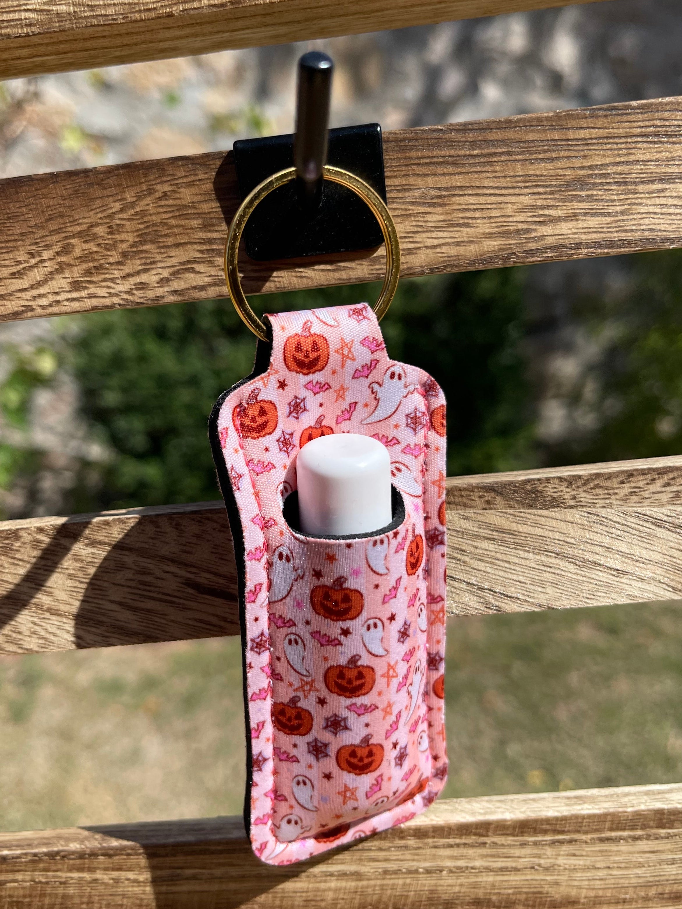 Pink Halloween Chapstick Keychain
