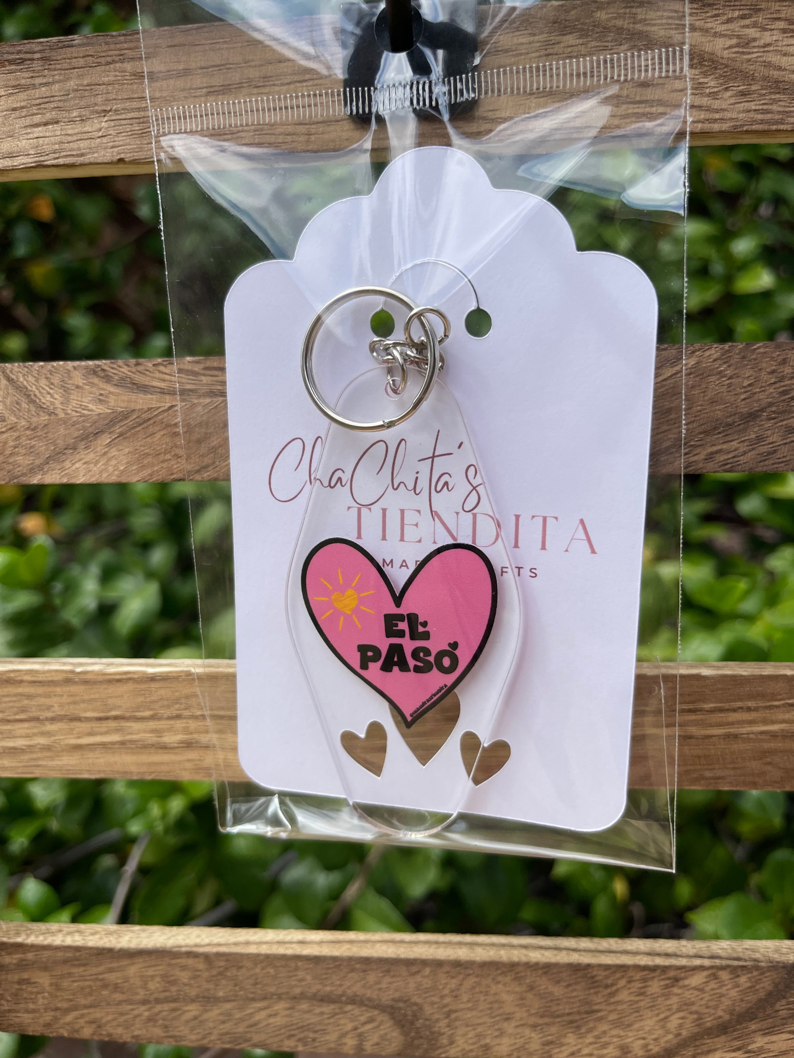 Pink Heart El Paso Keychain