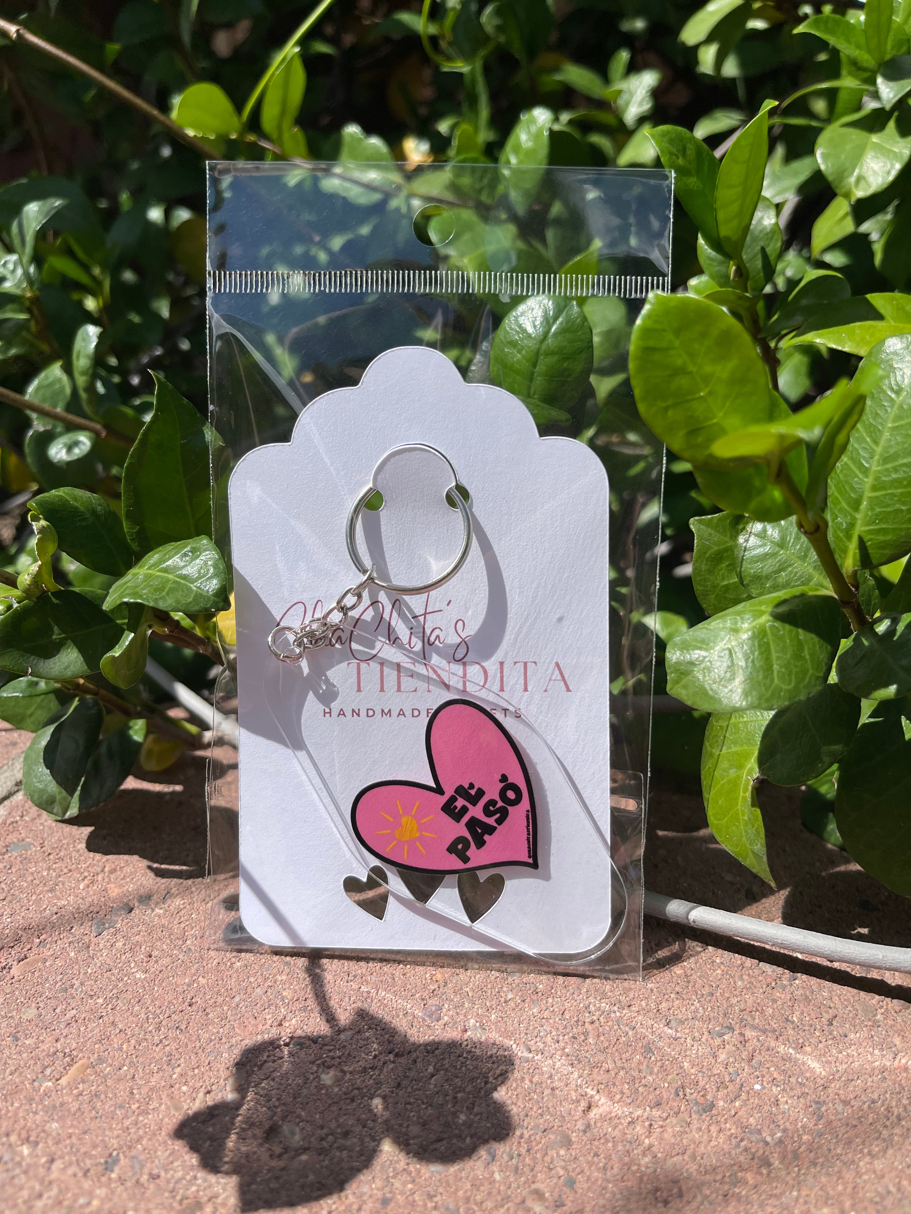 Pink Heart El Paso Keychain
