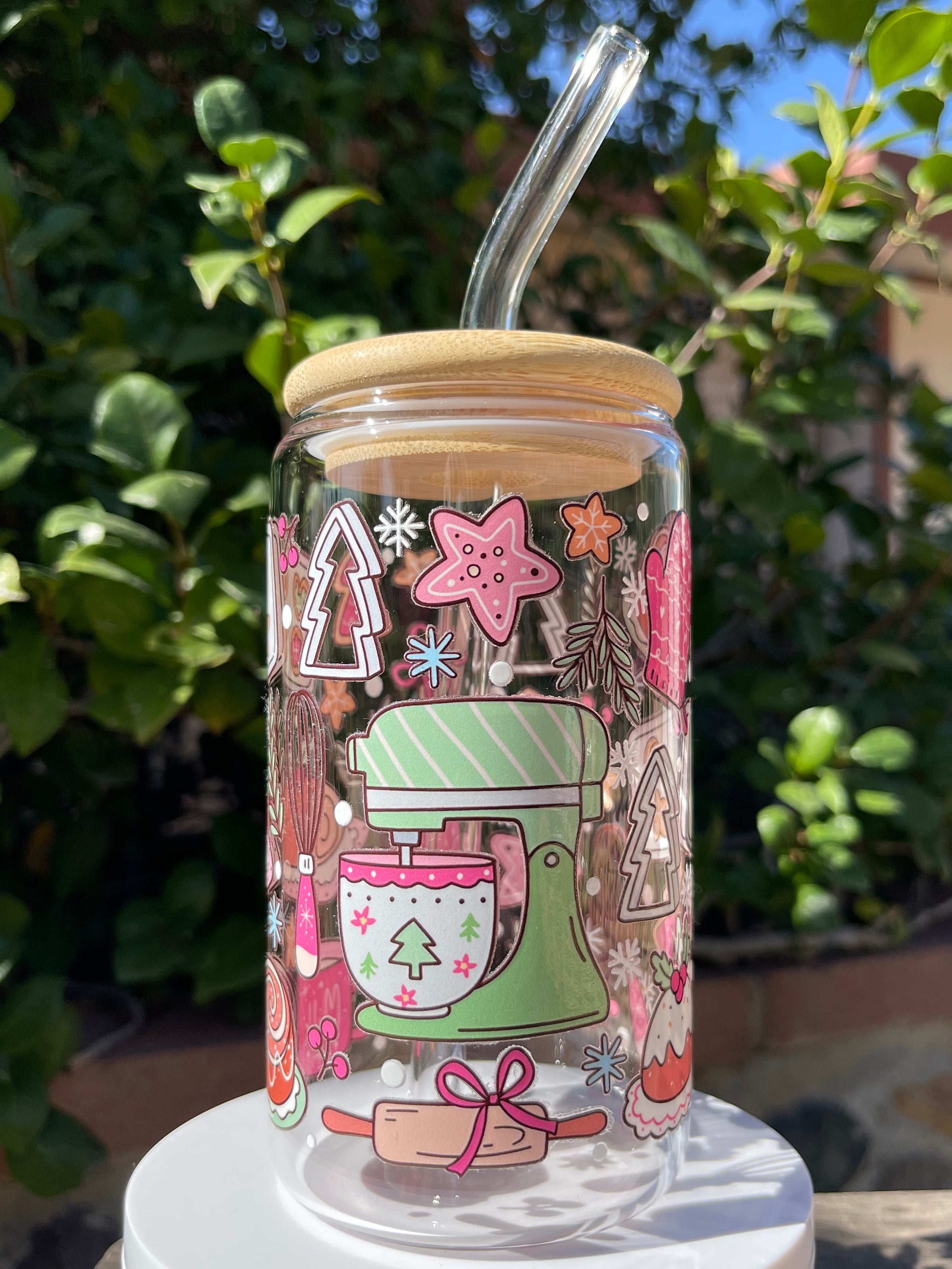 Holiday Baking Glass Cup