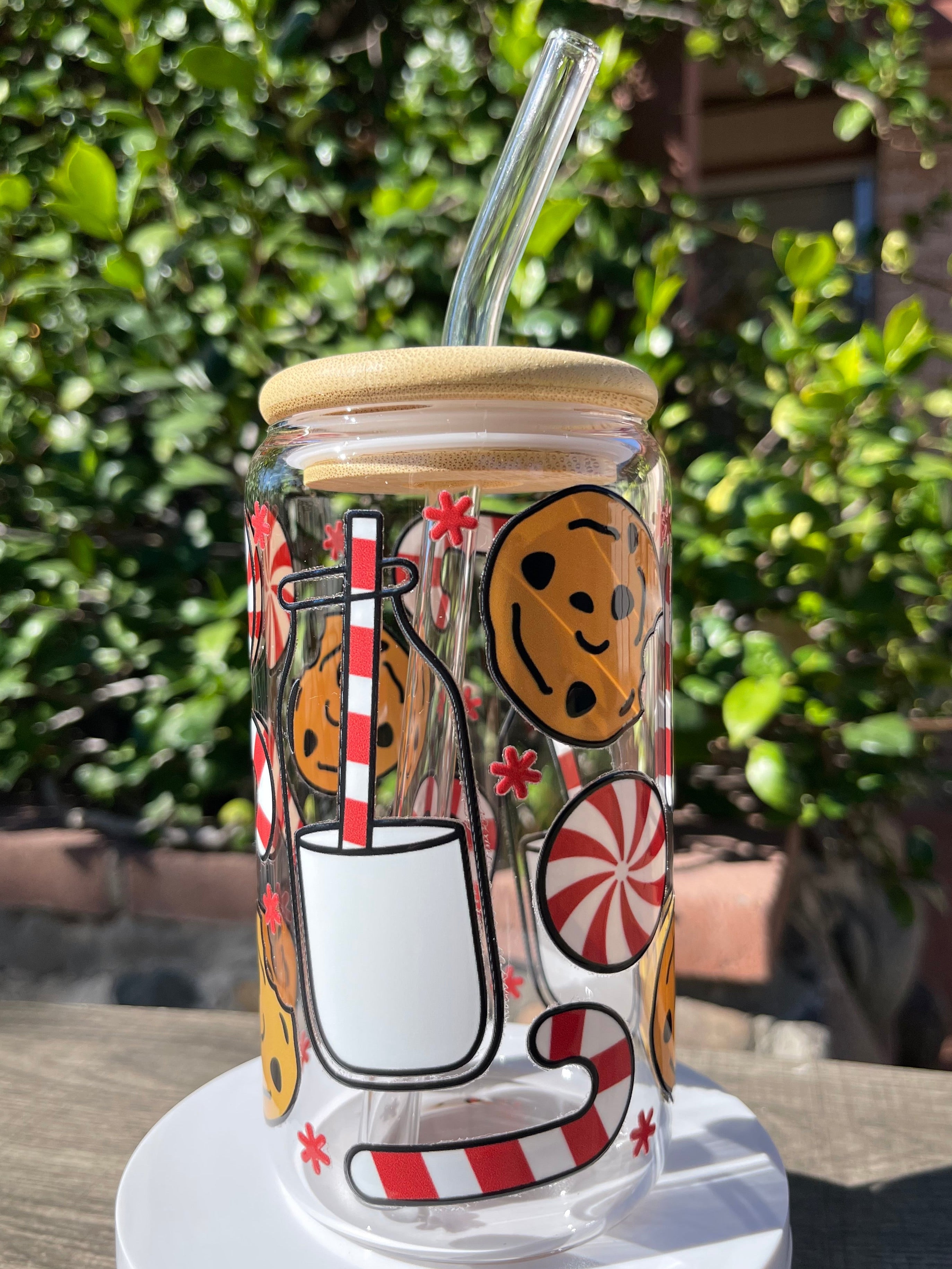 Holiday Milk and Cookies Glass Cup