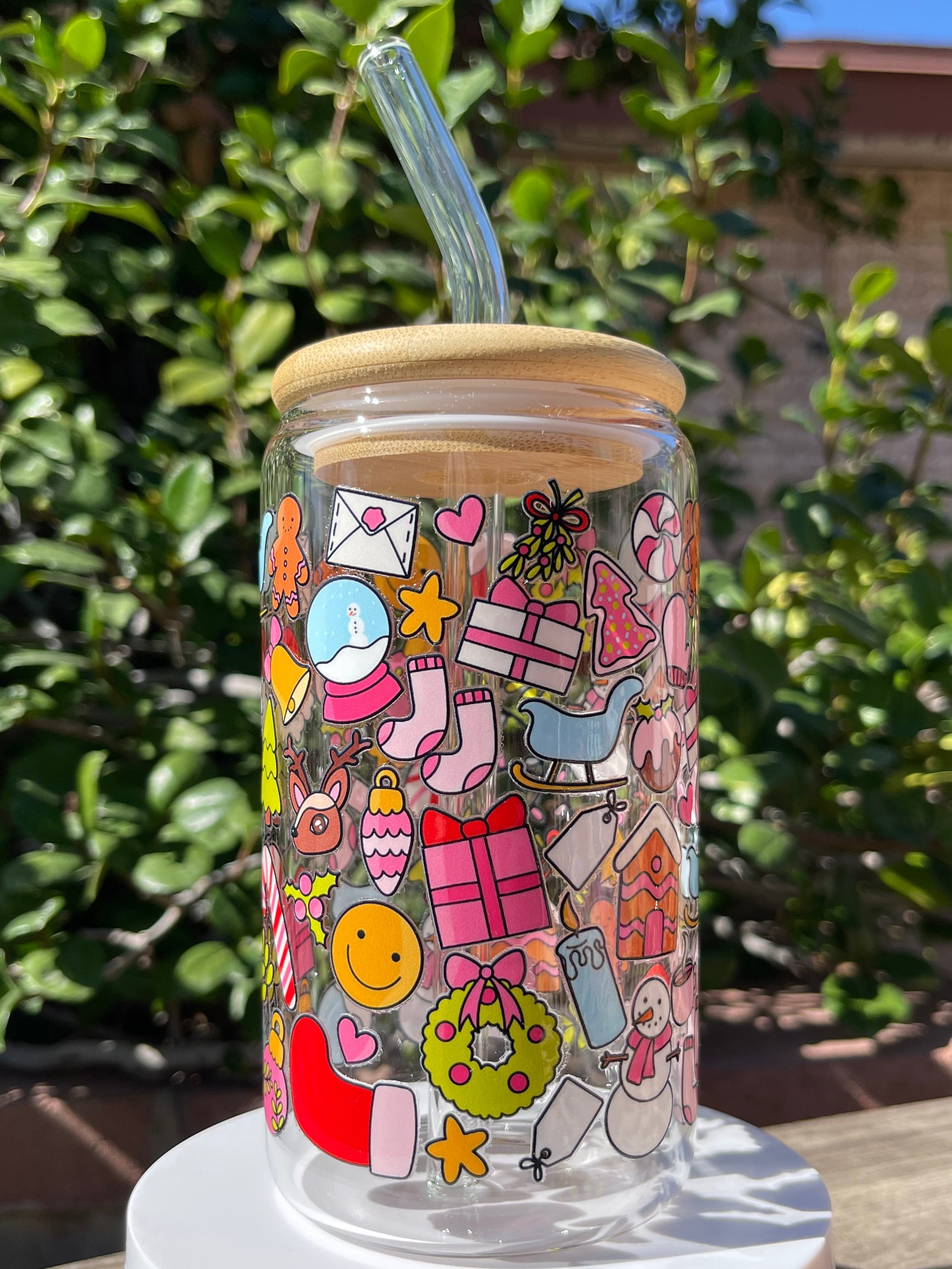 Holiday Vibes Glass Cup