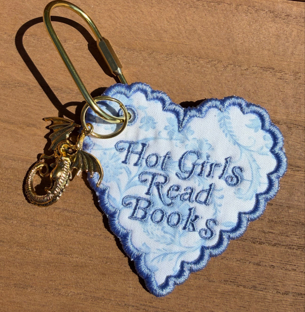 Hot Girls Read Books Embroidered Keychain