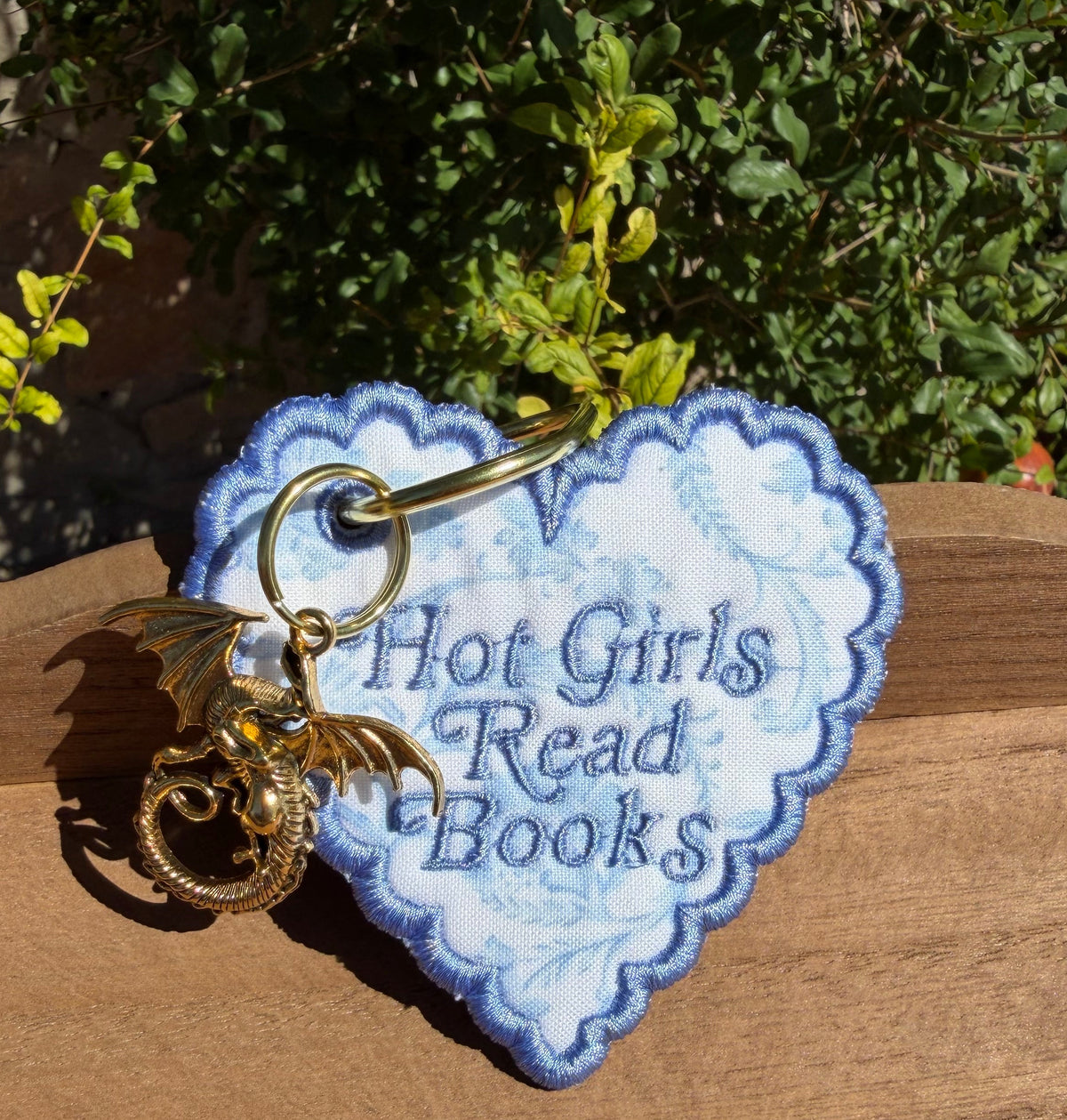 Hot Girls Read Books Embroidered Keychain