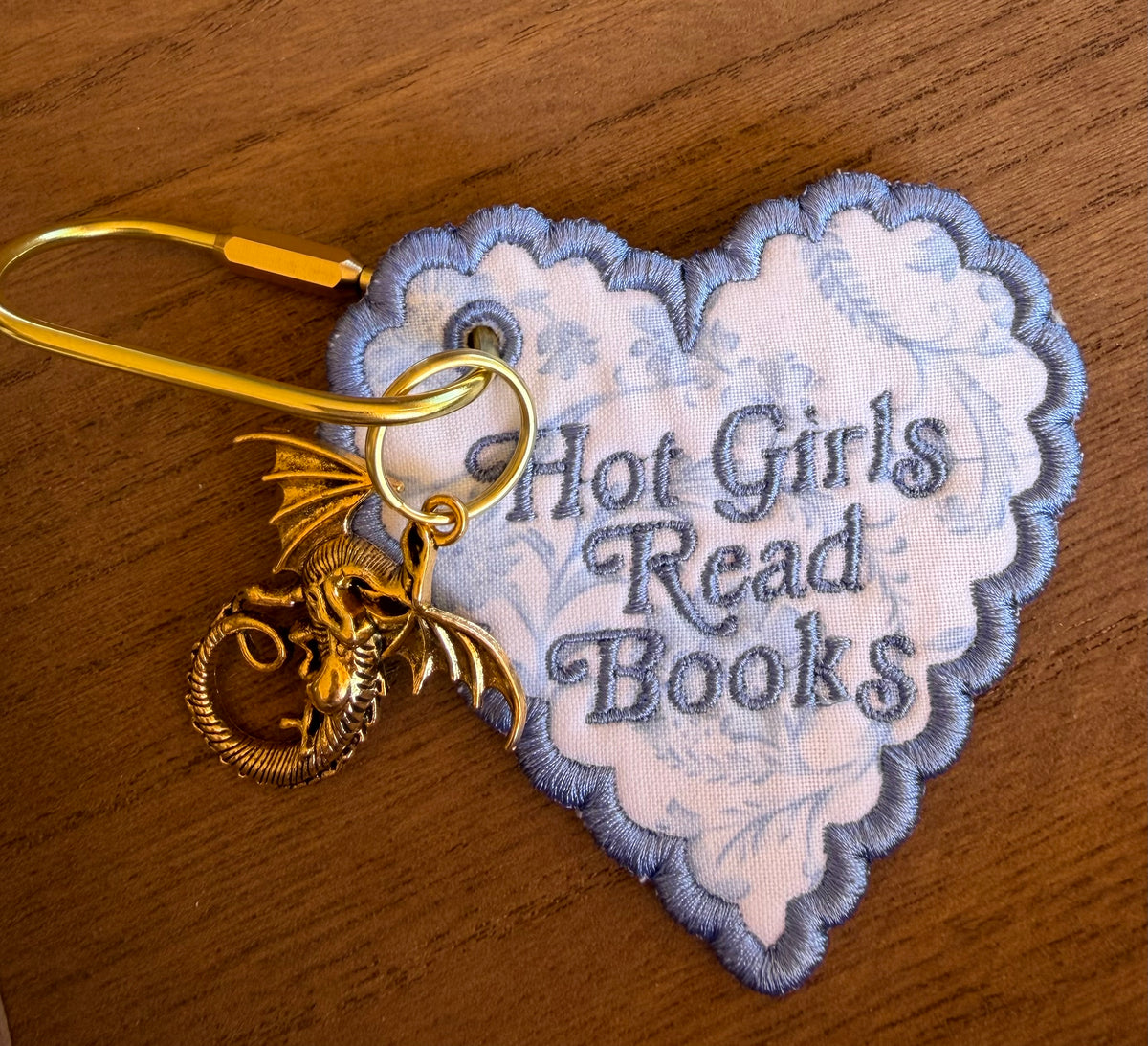 Hot Girls Read Books Embroidered Keychain