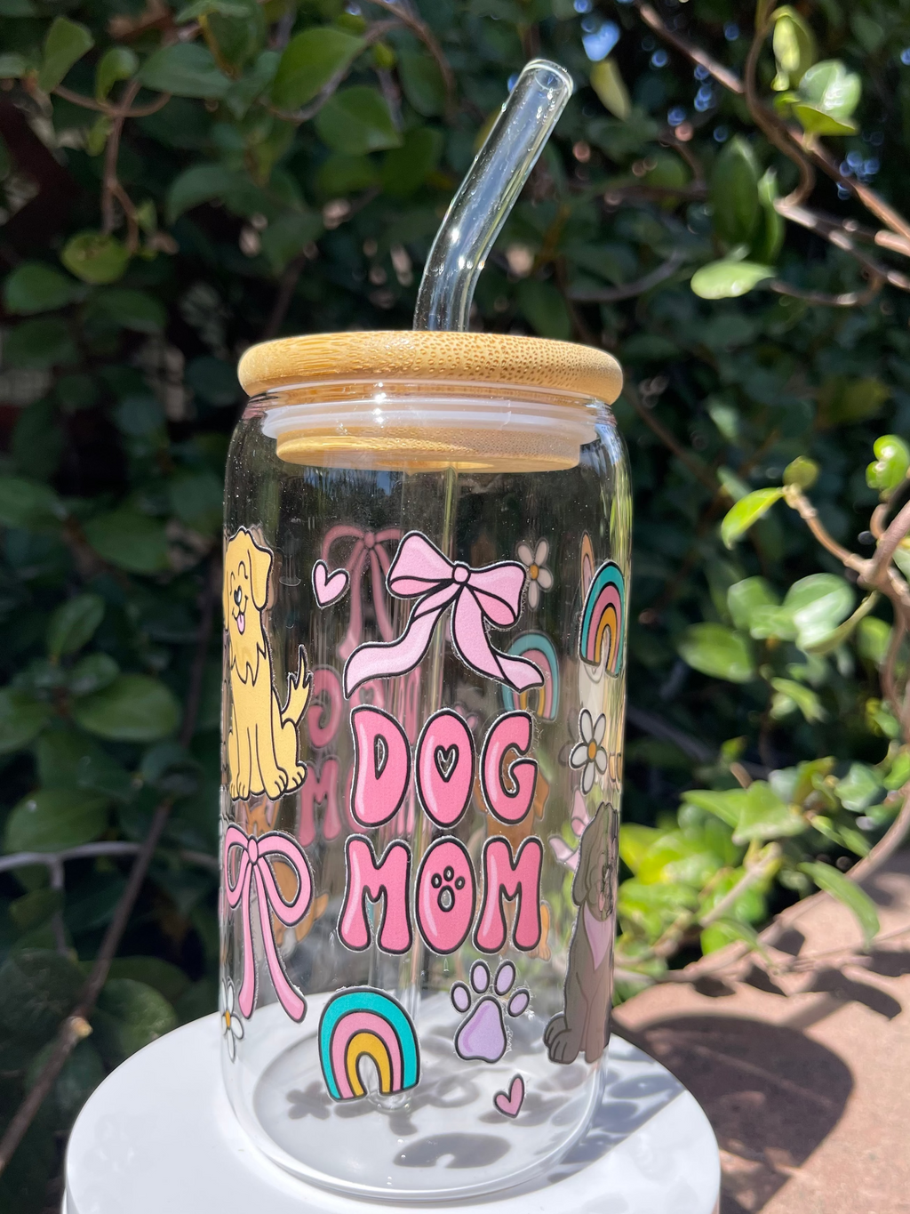 Dog Mom Glass Cup