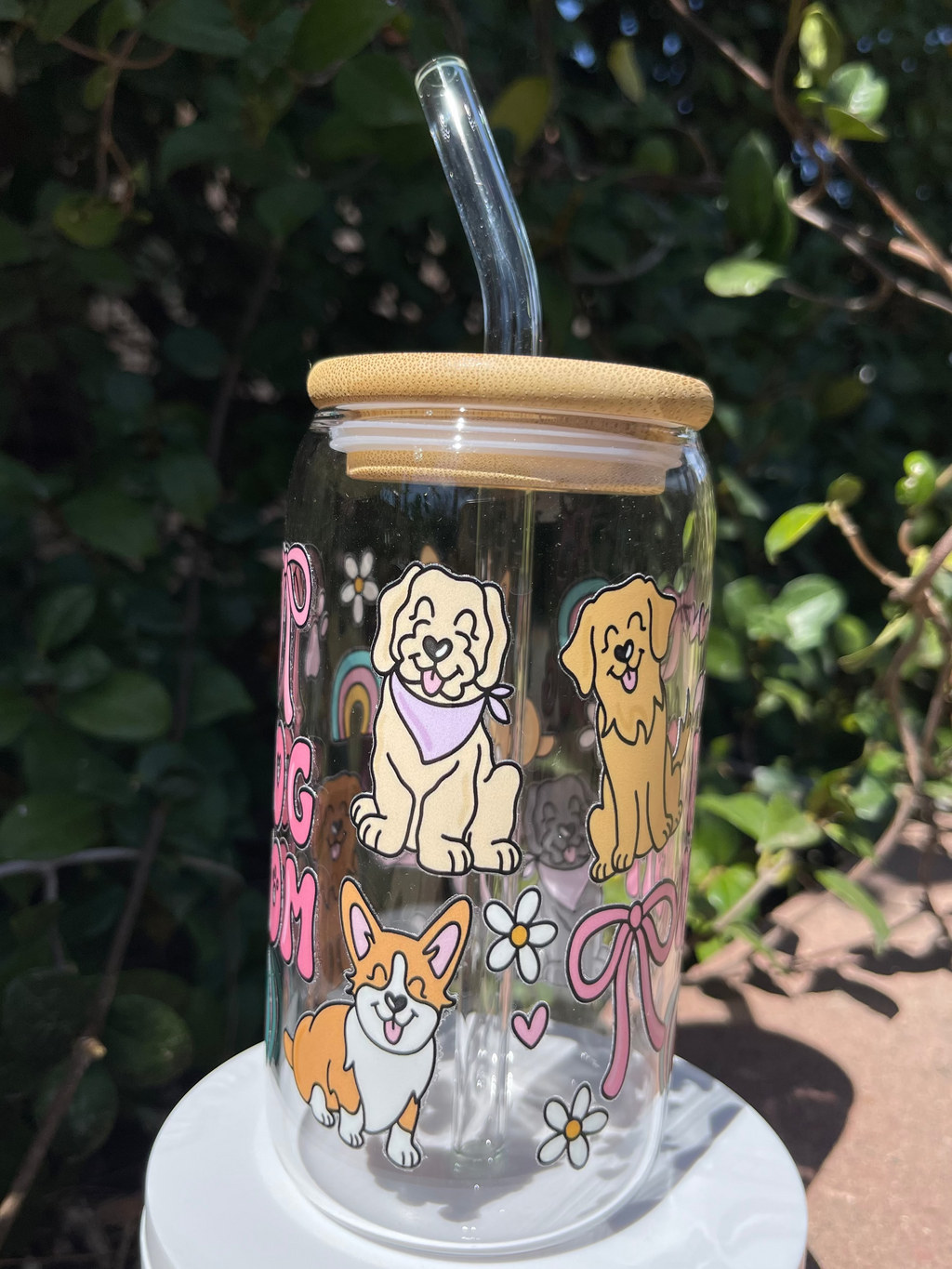 Dog Mom Glass Cup