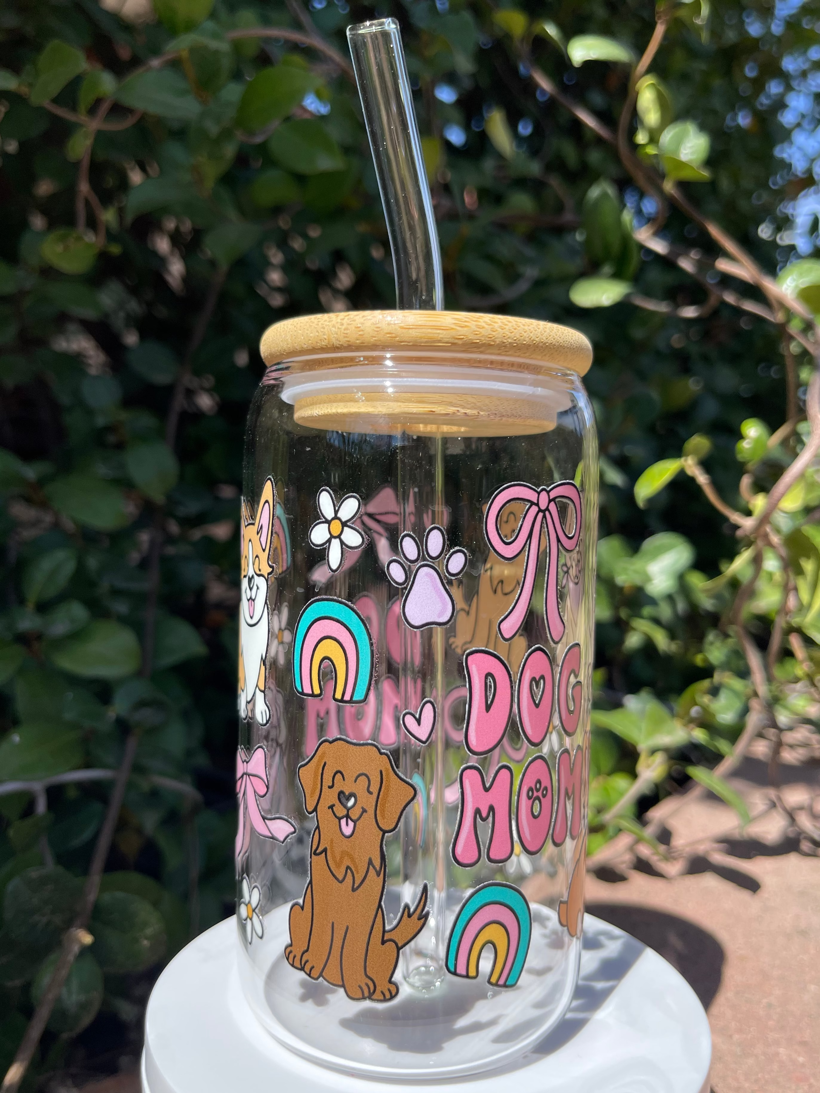 Dog Mom Glass Cup