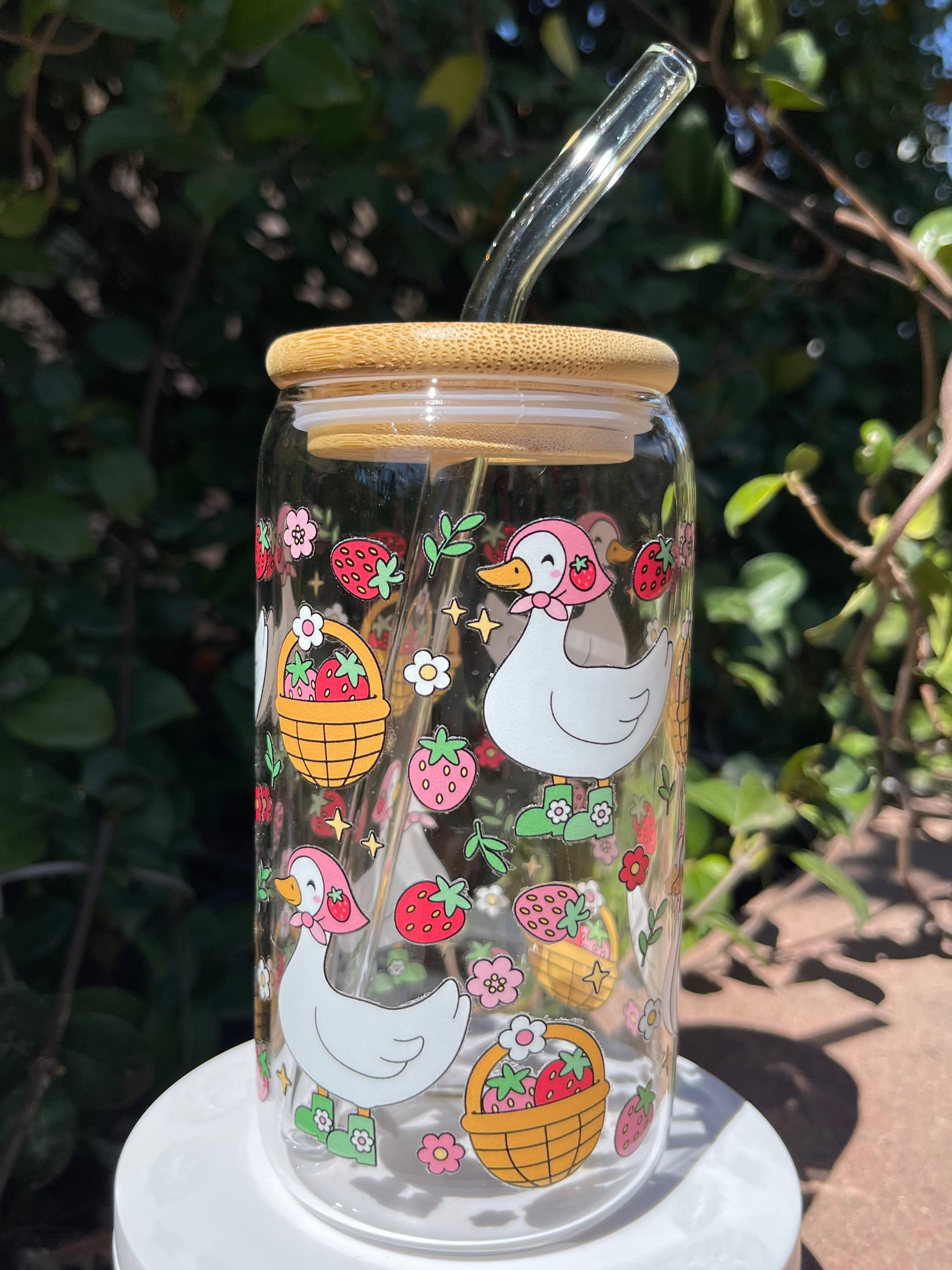 Spring Ducks Glass Cup