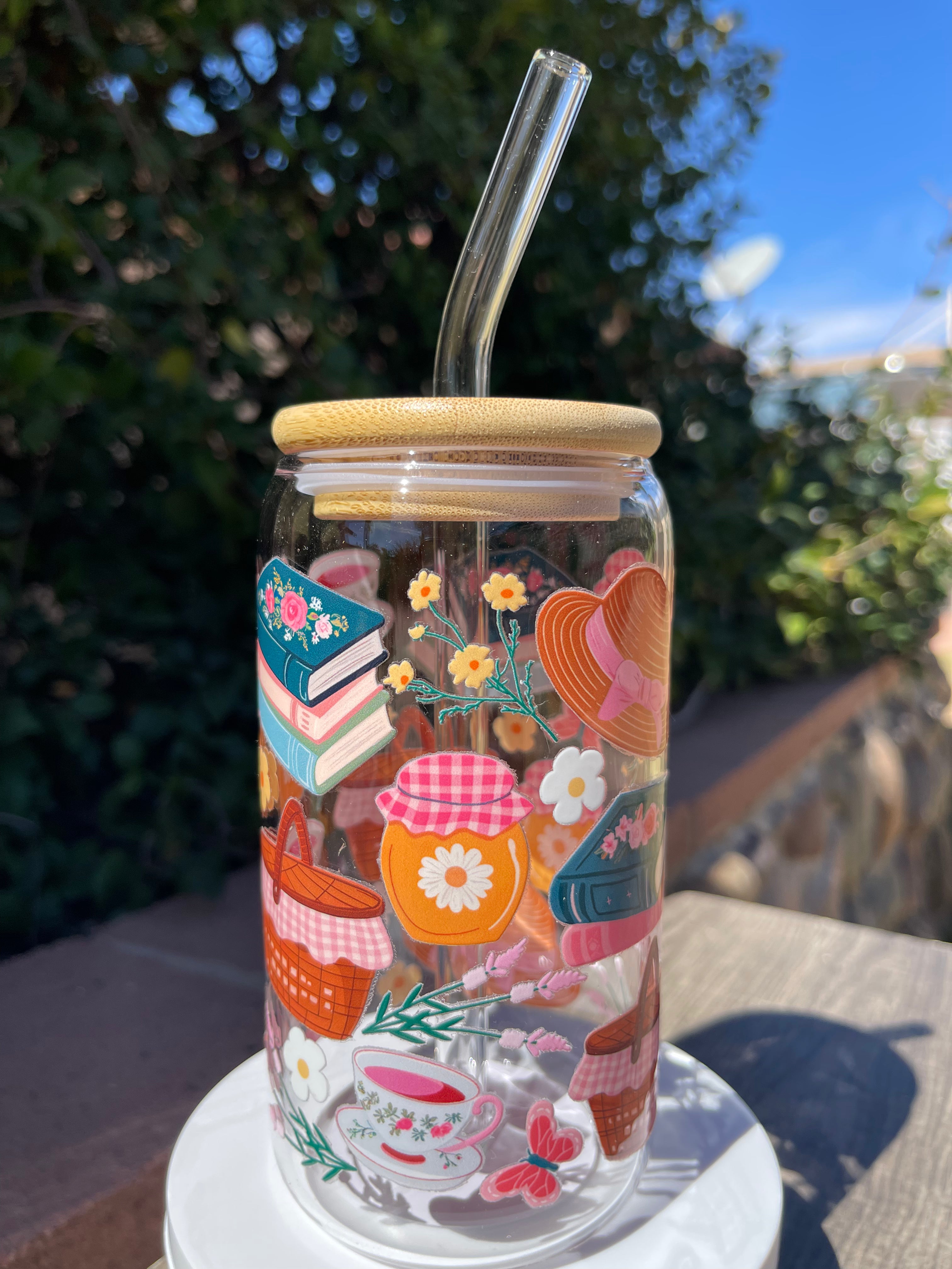 Picnics and Books Glass Cup