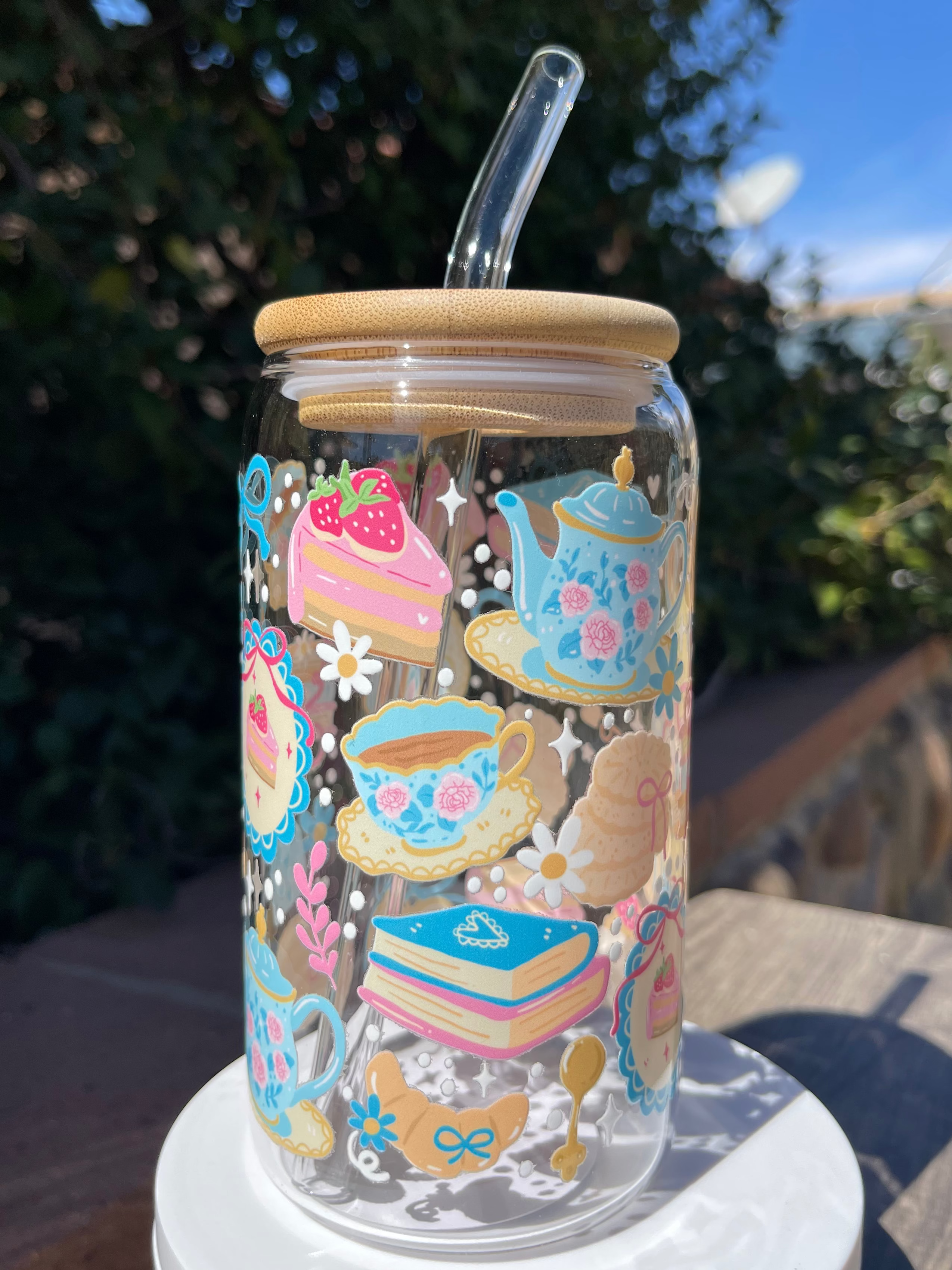 Coquette Books and Pastries Glass Cup