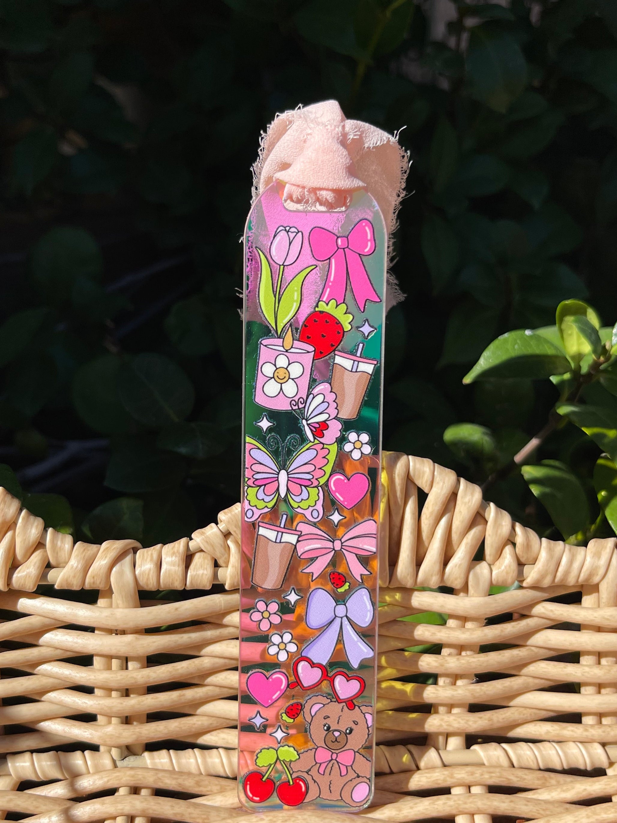 Iced Coffee and Teddy Holographic Bookmark