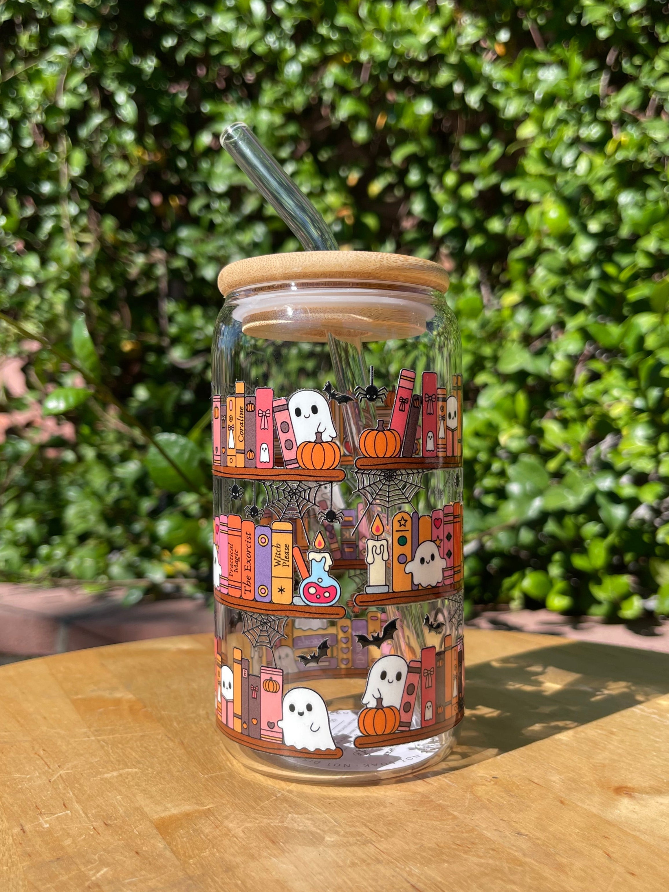 Library Ghosts Glass Cup