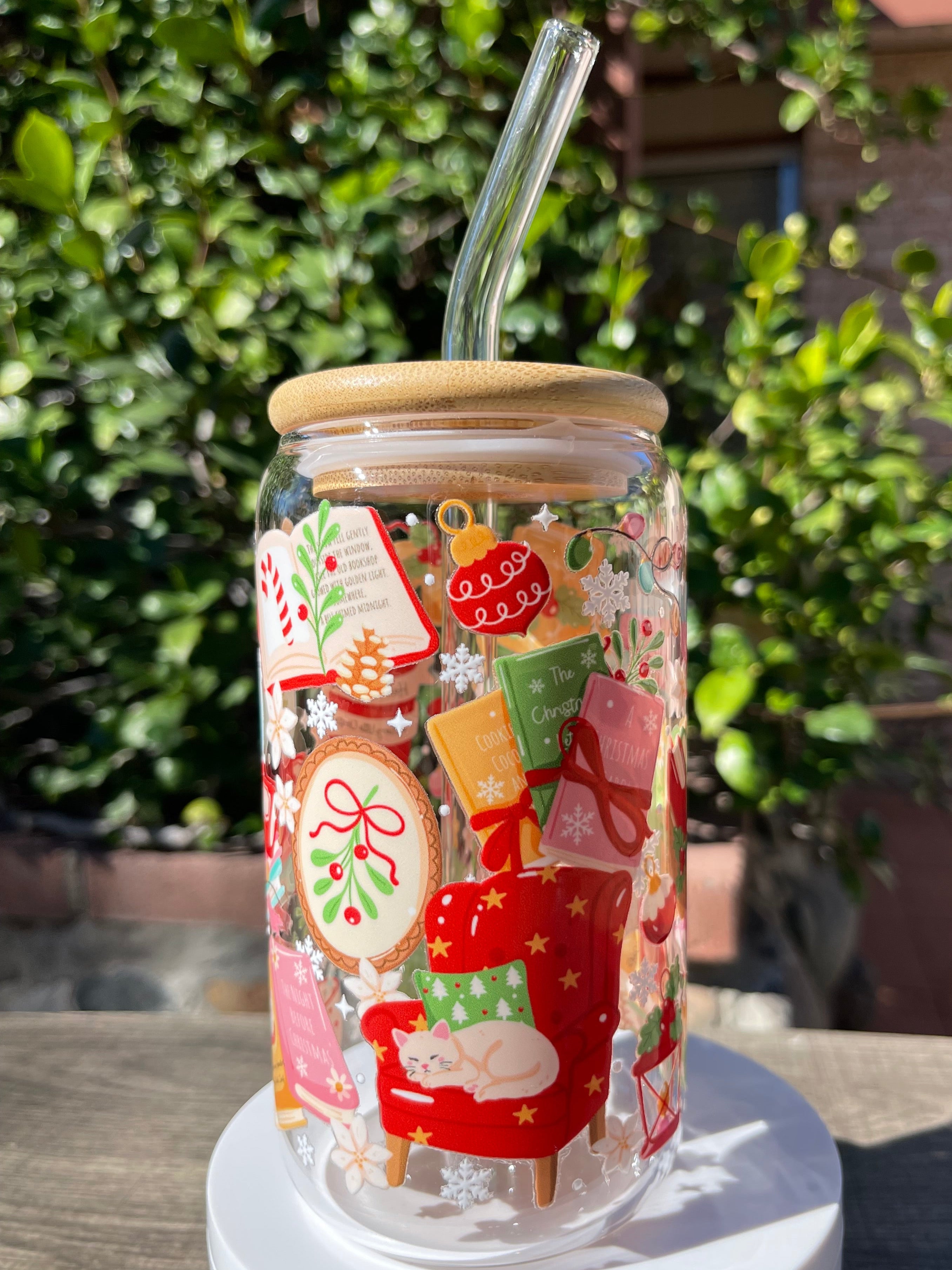 Merry Bookmas Glass Cup