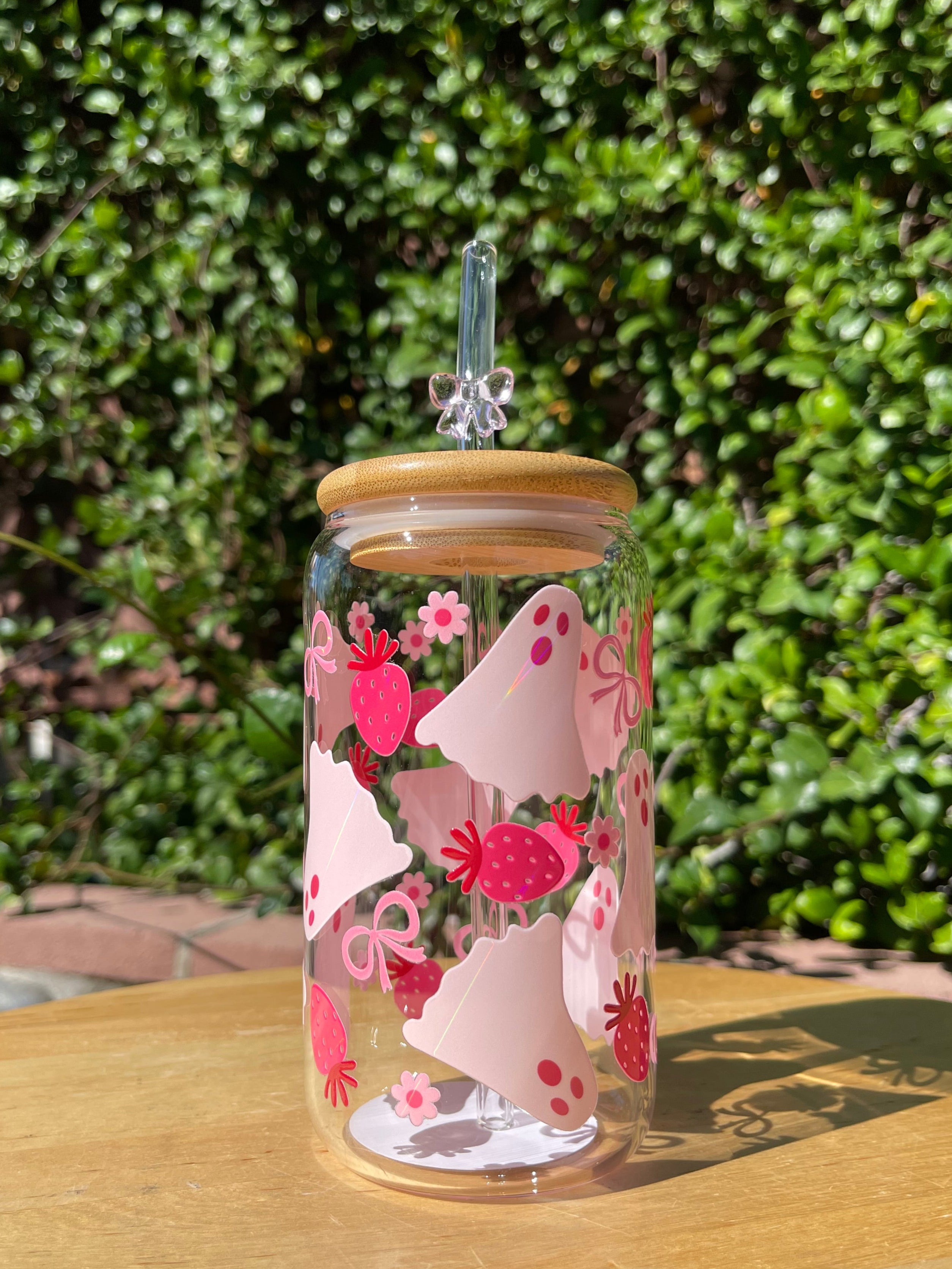 Pink Coquette Ghosts Glass Cup
