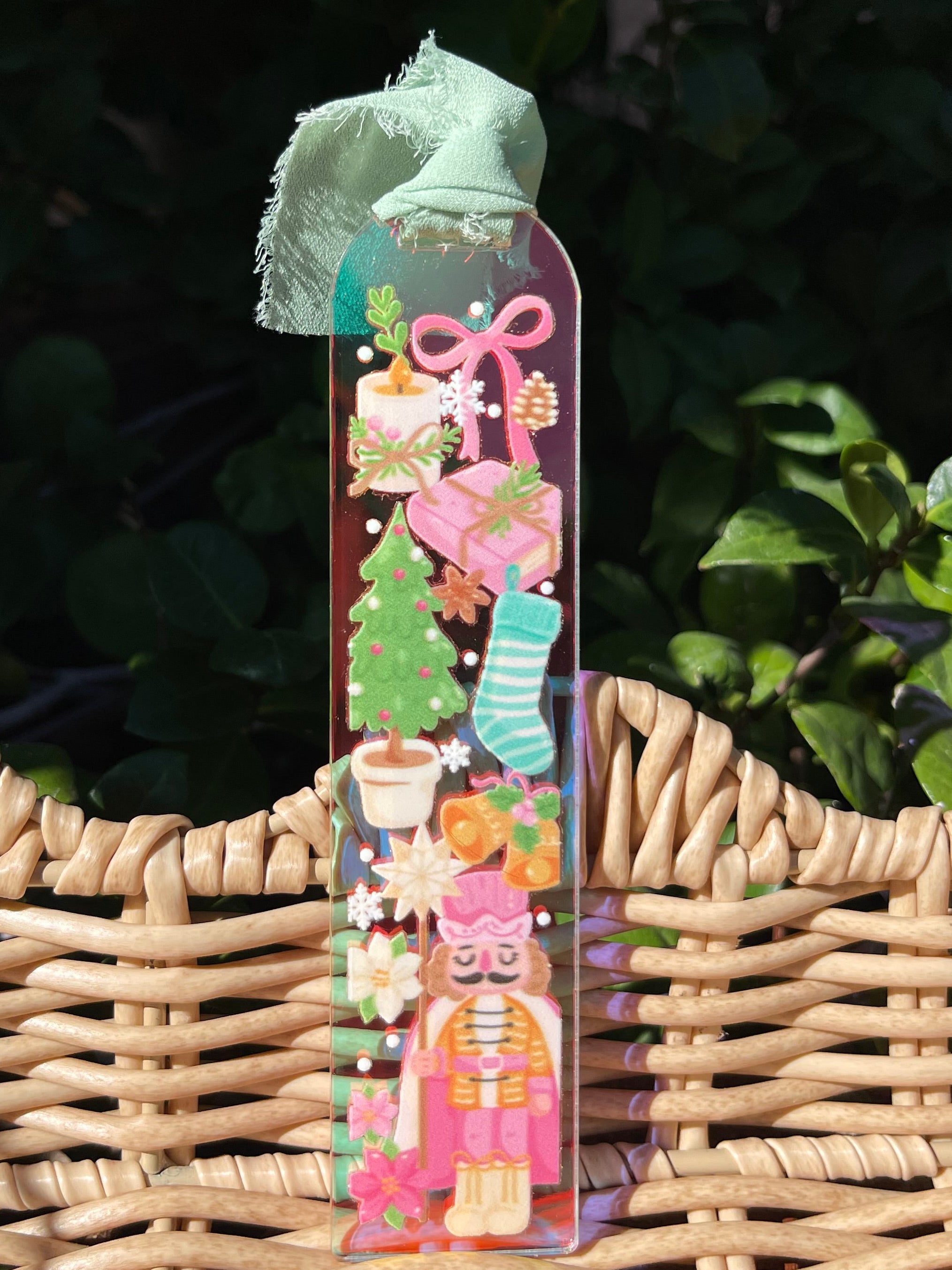 Pink Nutcracker Coquette Holographic Bookmark