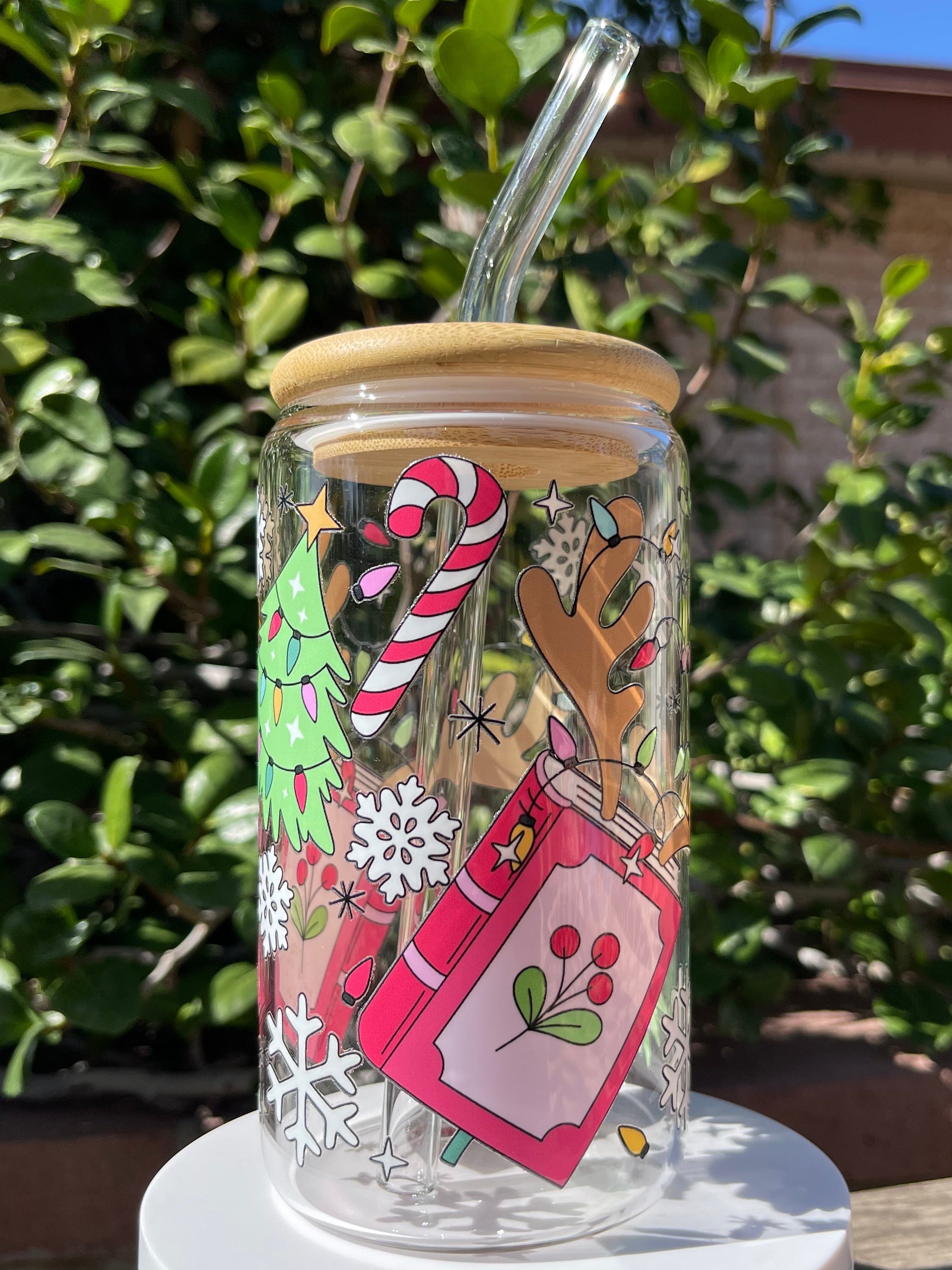 Reindeer Books Glass Cup