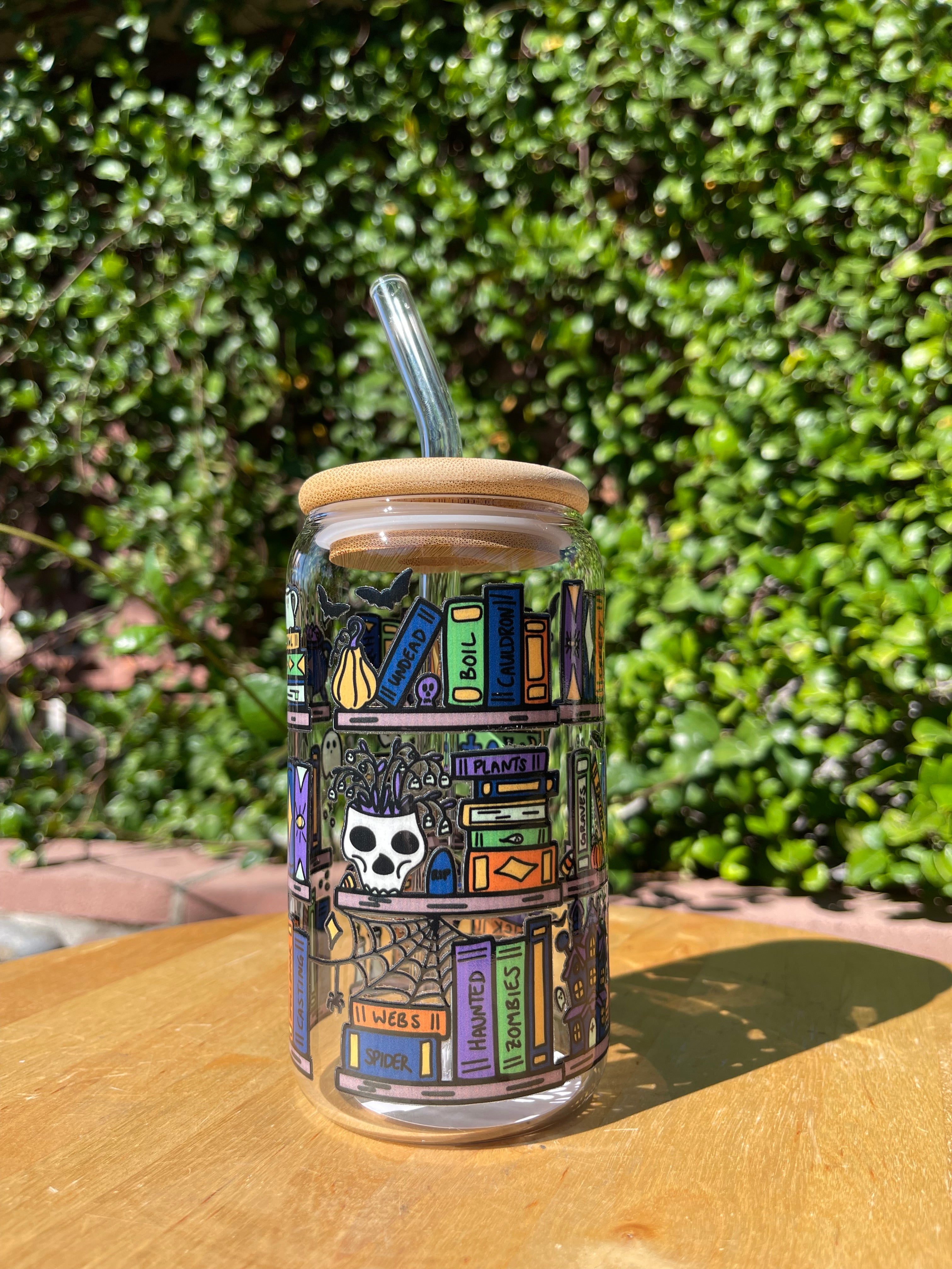 Spooky Library Glass Cup