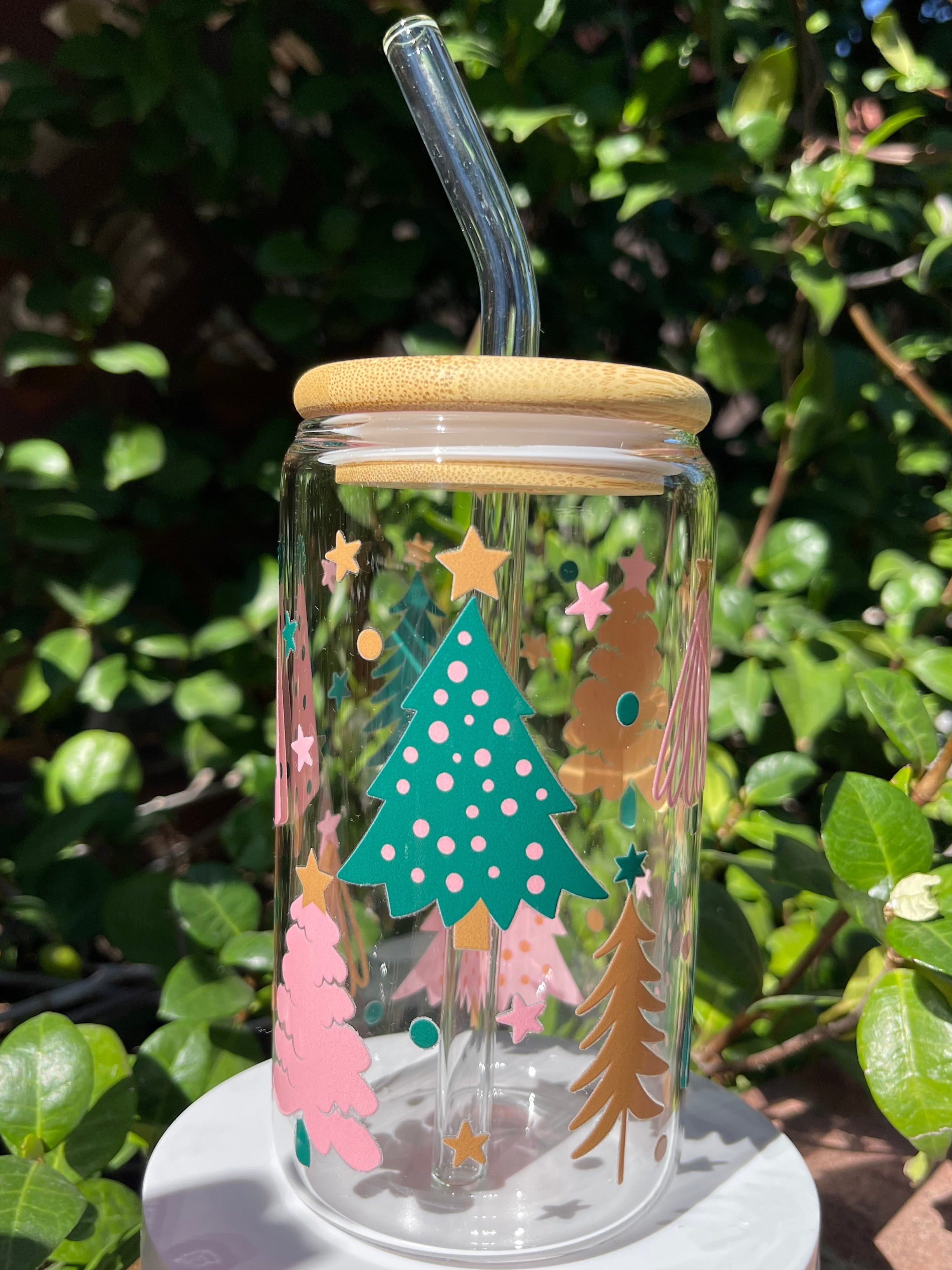 Xmas Trees Glass Cup