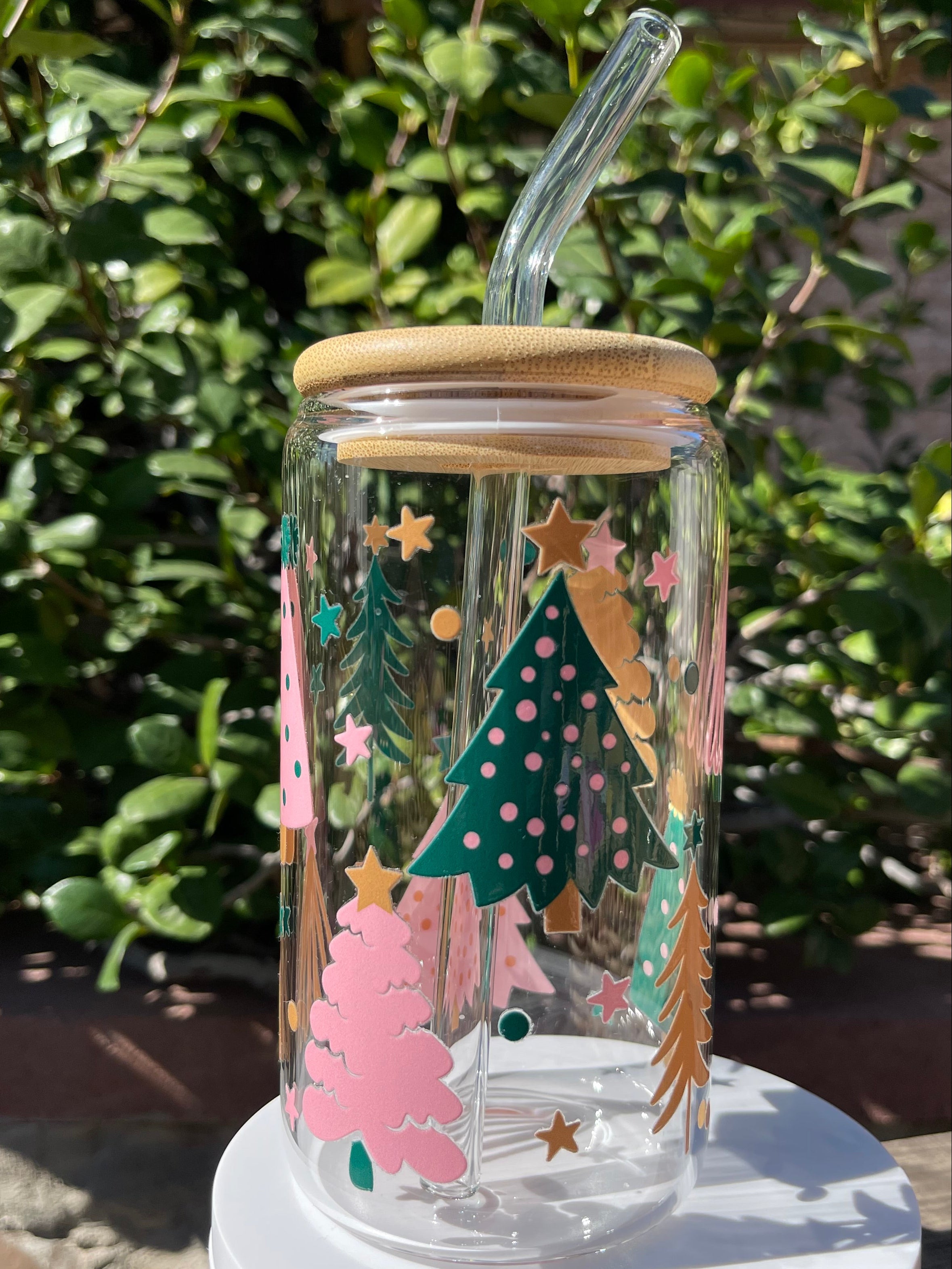 Xmas Trees Glass Cup